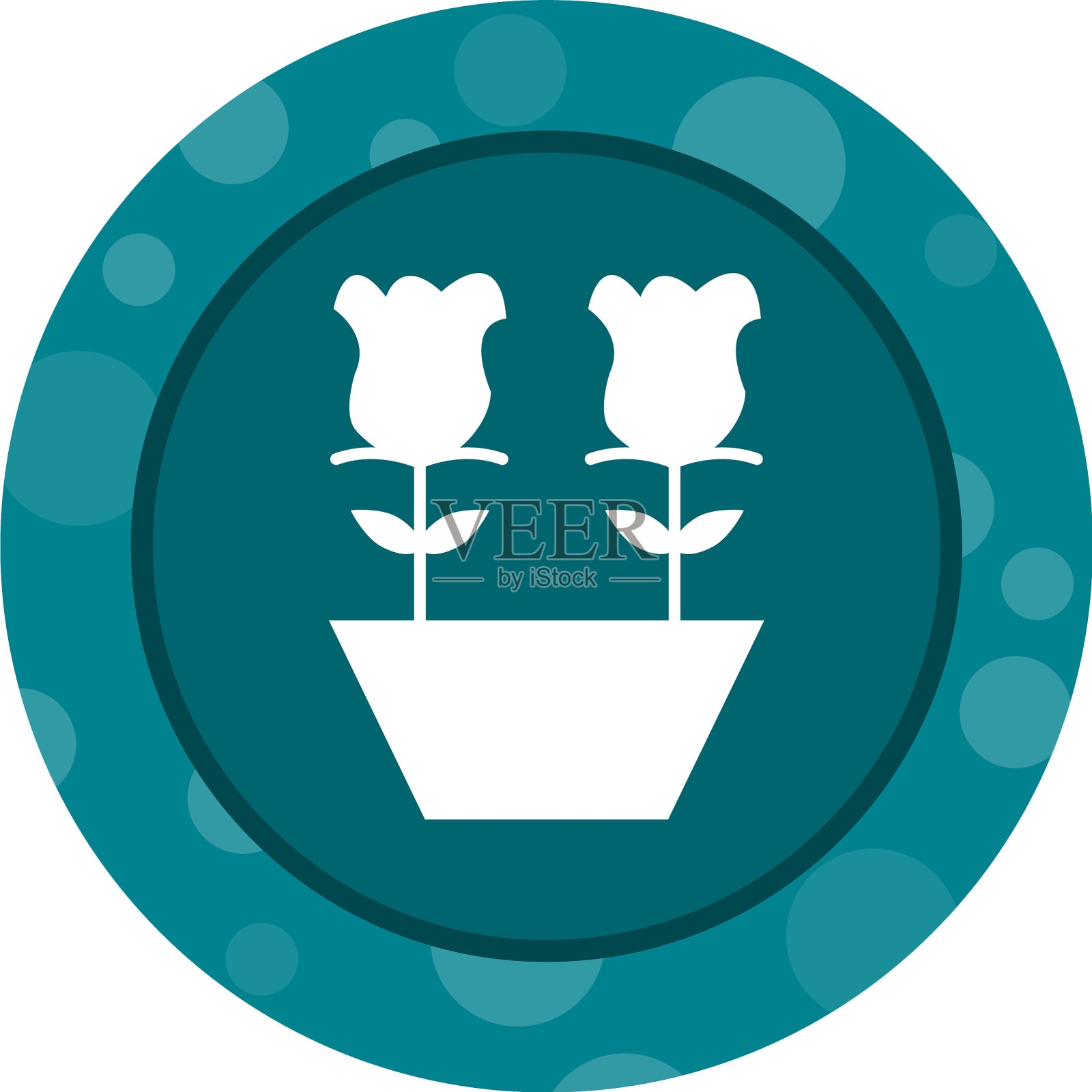 独特的郁金香在花盆字形图标插画图片素材