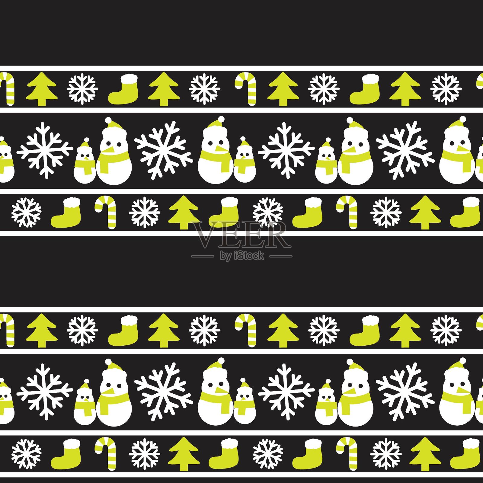 黄色圣诞雪人无缝图案背景插画图片素材