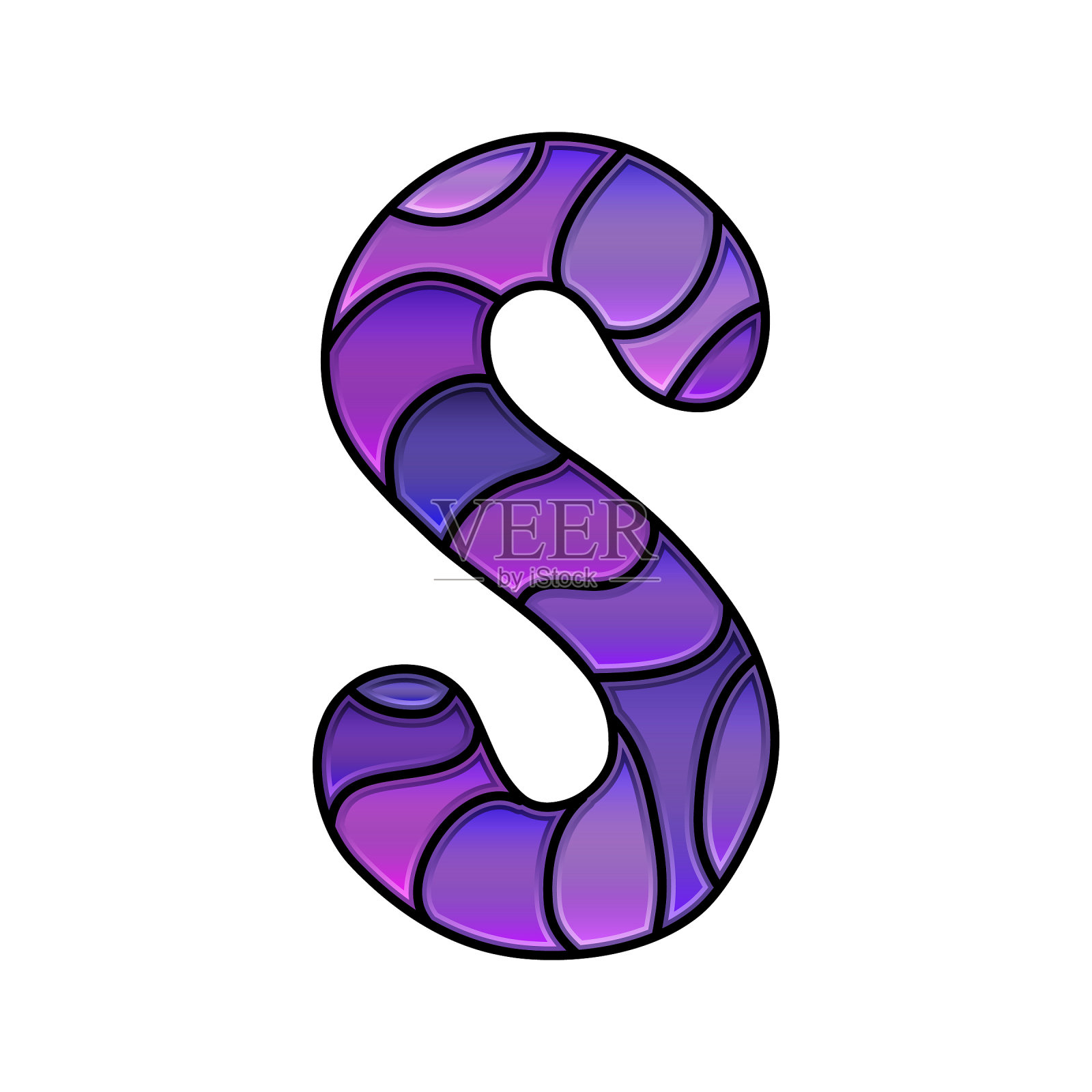 彩色玻璃字体，字母s设计元素图片