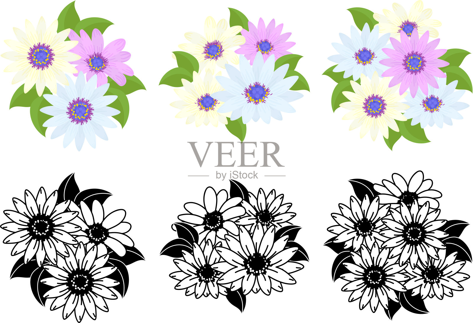 可爱的花朵图标插画图片素材