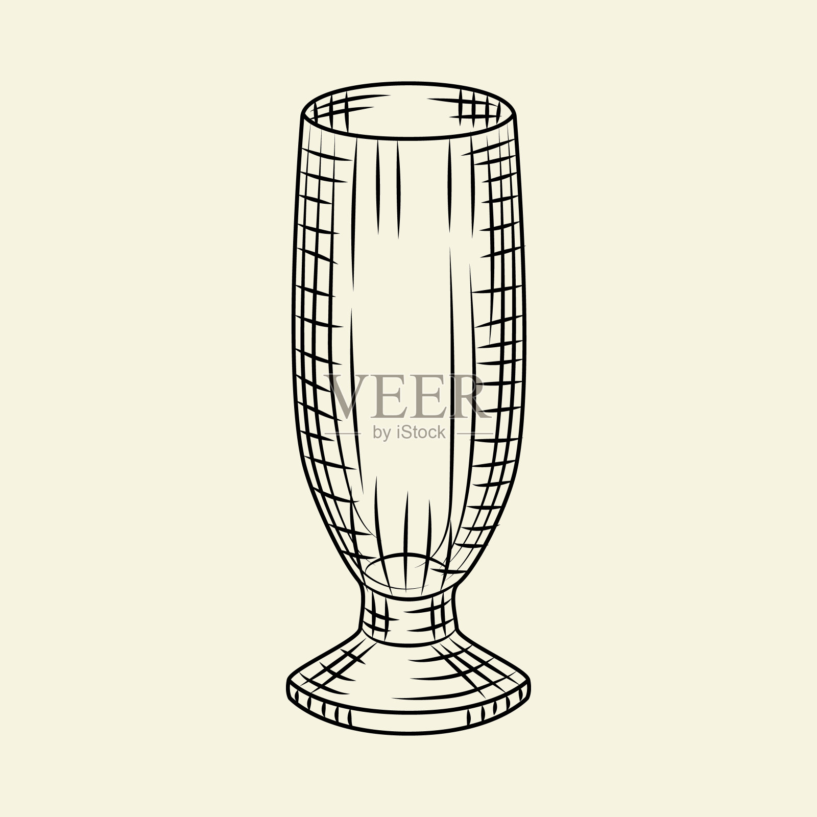 手绘啤酒杯。空比尔森酒杯的啤酒孤立在白色的背景。插画图片素材