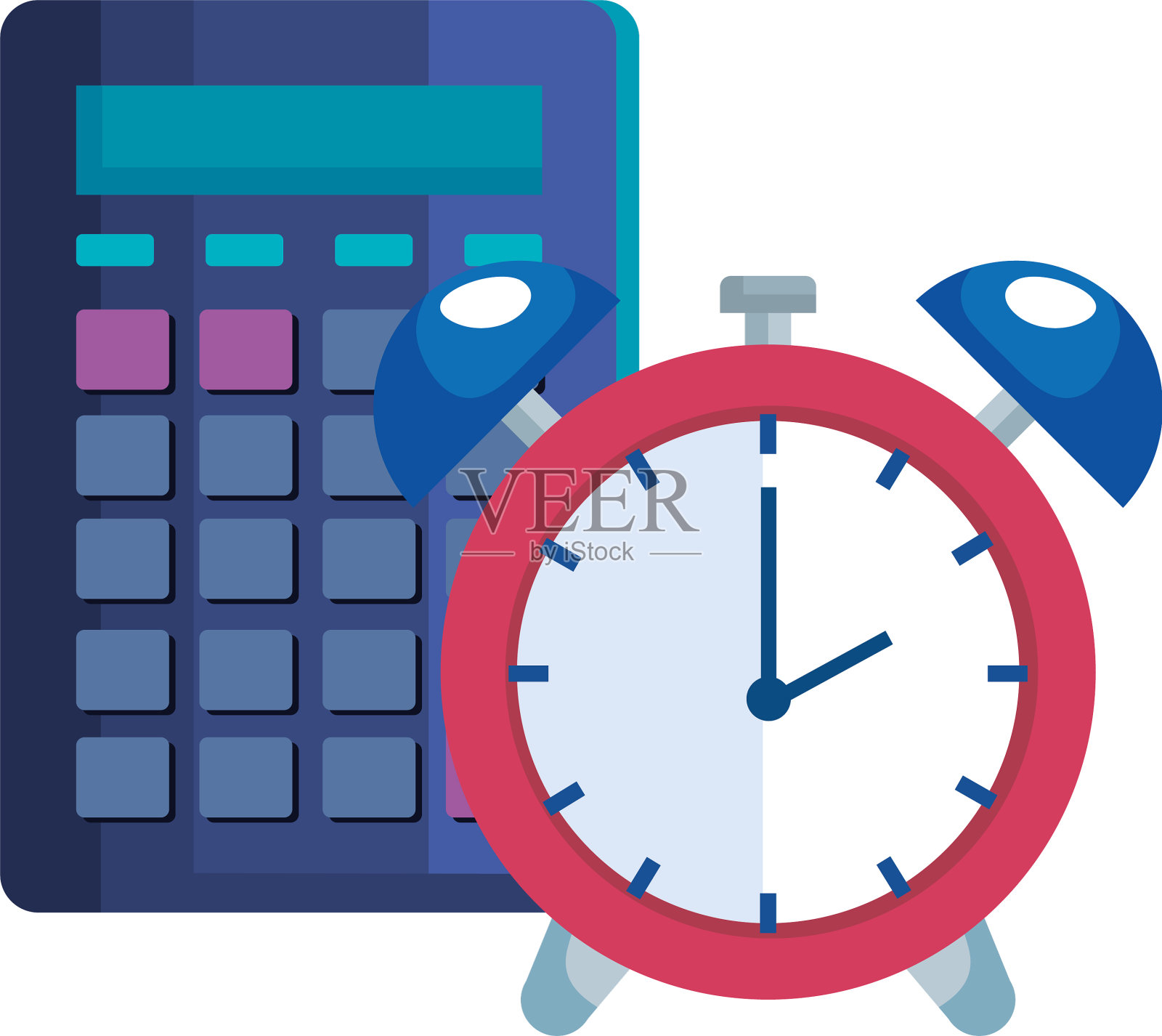 闹钟时间与计算器设计元素图片