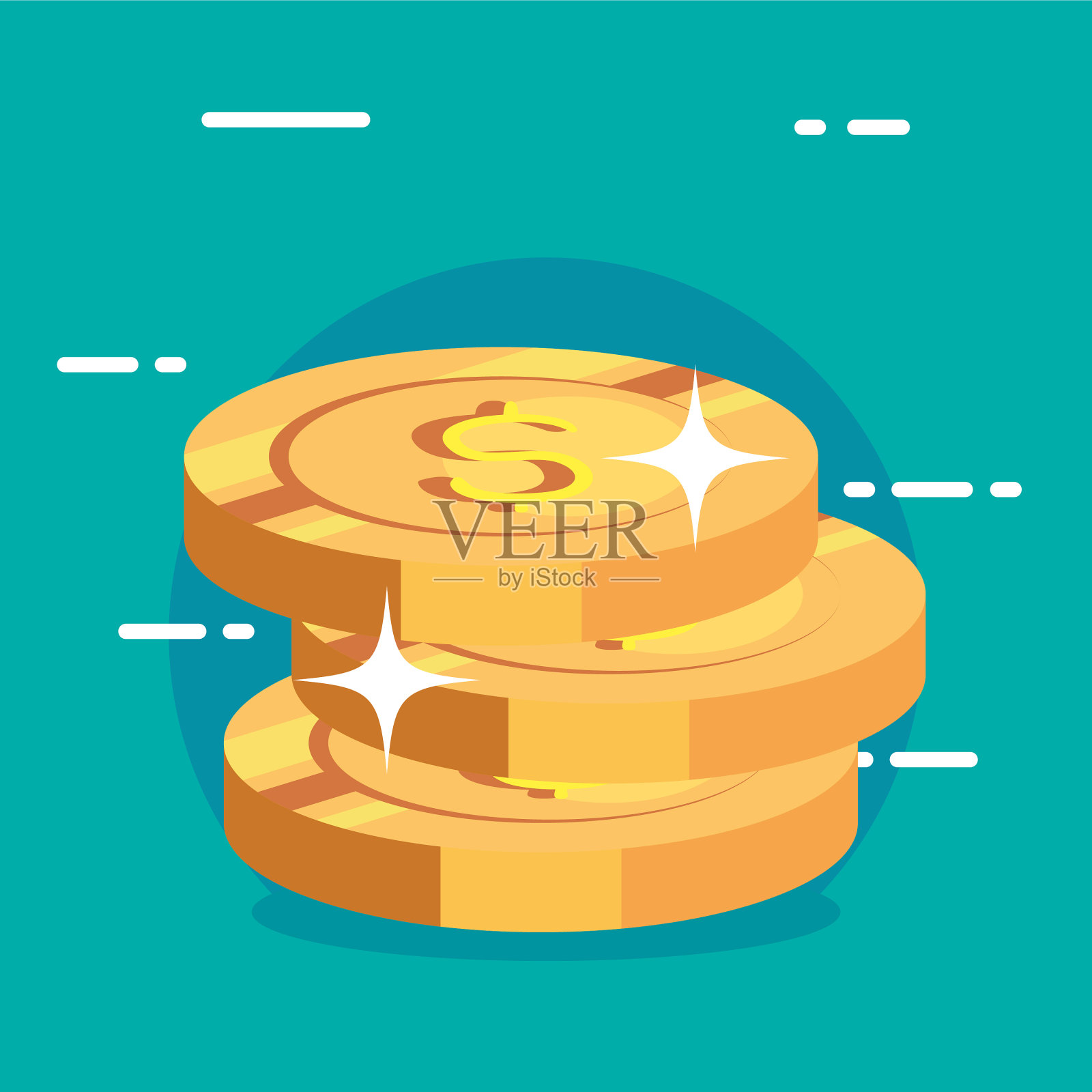 堆硬币钱现金图标插画图片素材