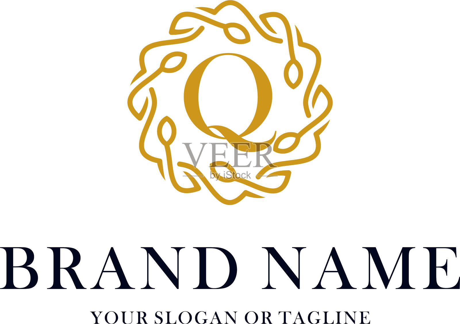 首字母q豪华装饰标志设计插画图片素材