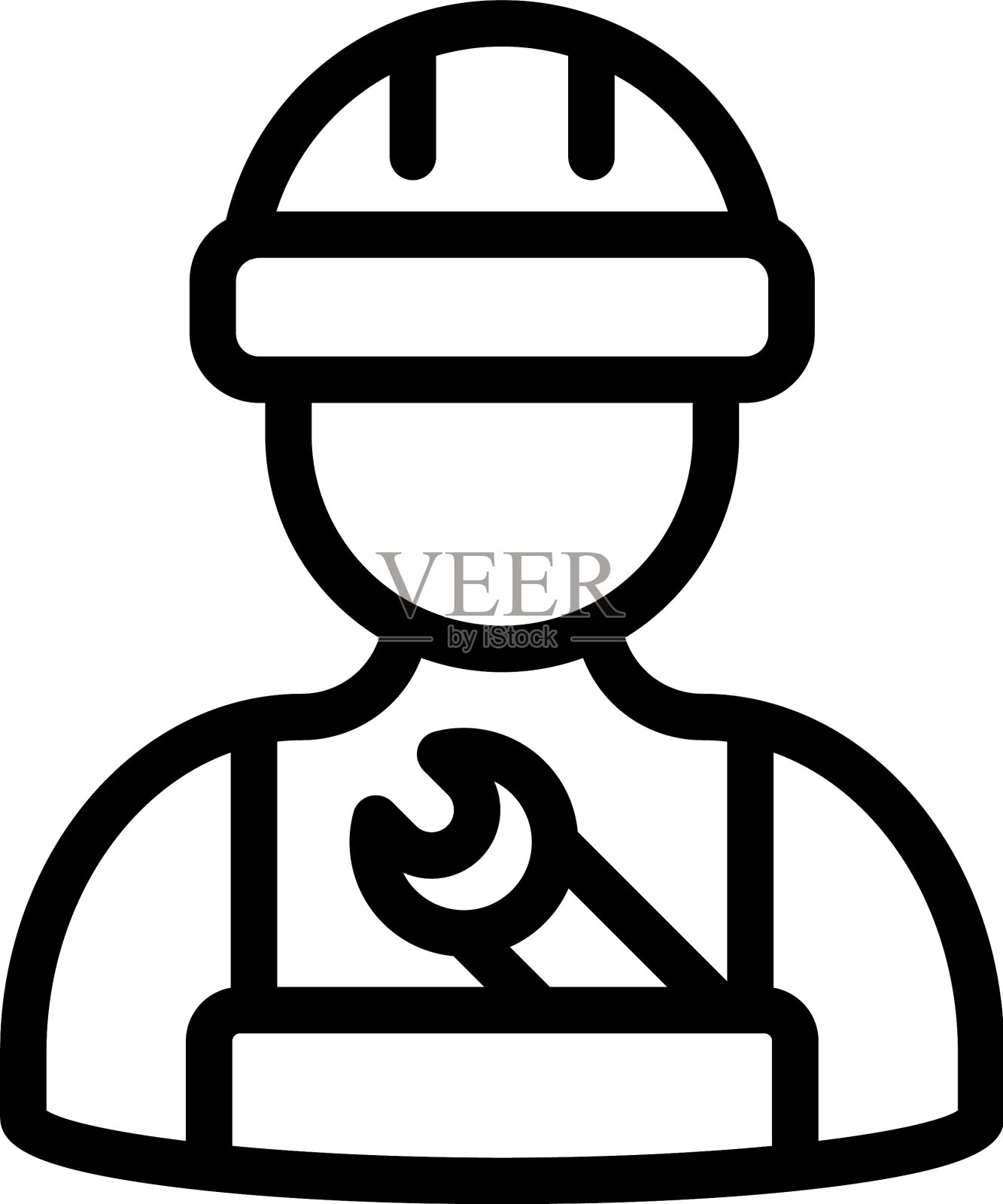 扳手修理工图标轮廓样式插画图片素材
