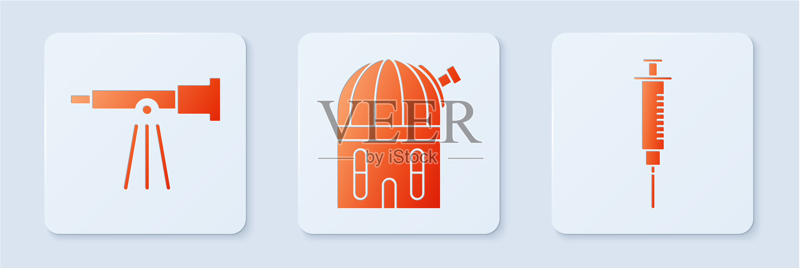 设置天文望远镜和图标素材