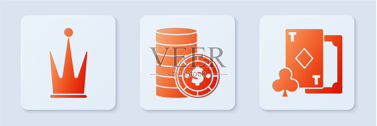 设置赌场筹码与美元皇冠和玩图标素材