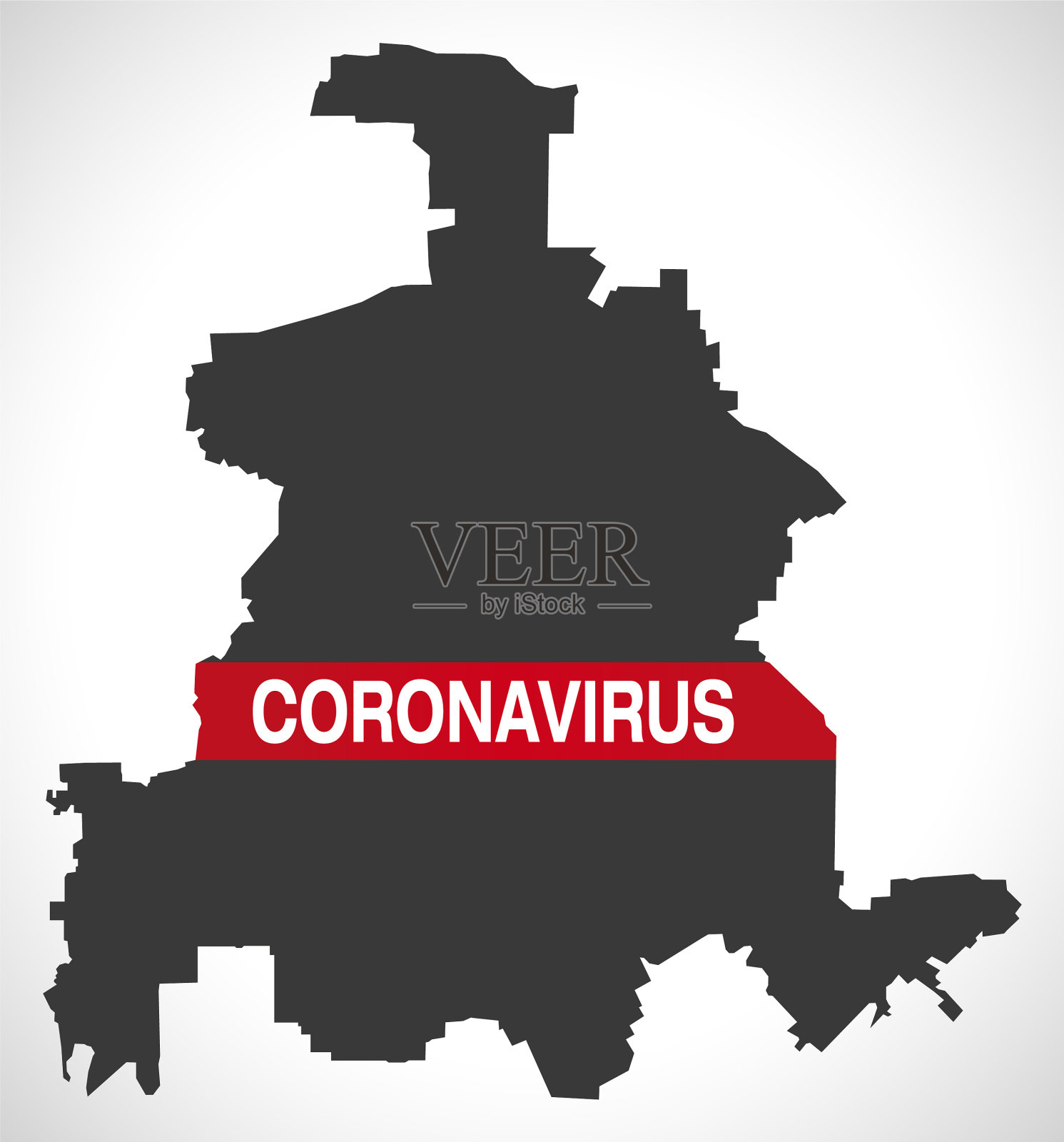 德克萨斯州达拉斯的城市地图上有冠状病毒警告插画图片素材