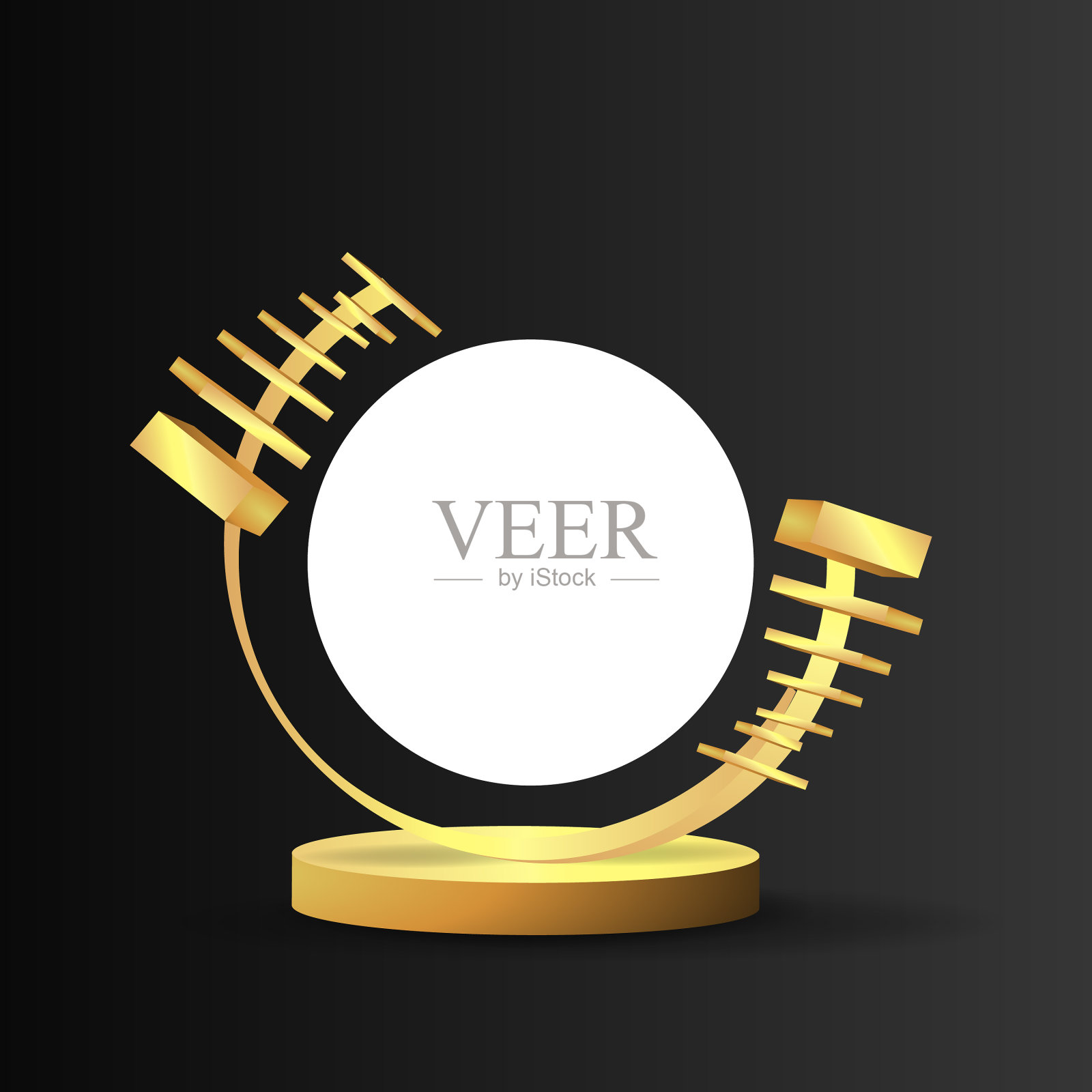 金属金色舞台与浮动几何插画图片素材