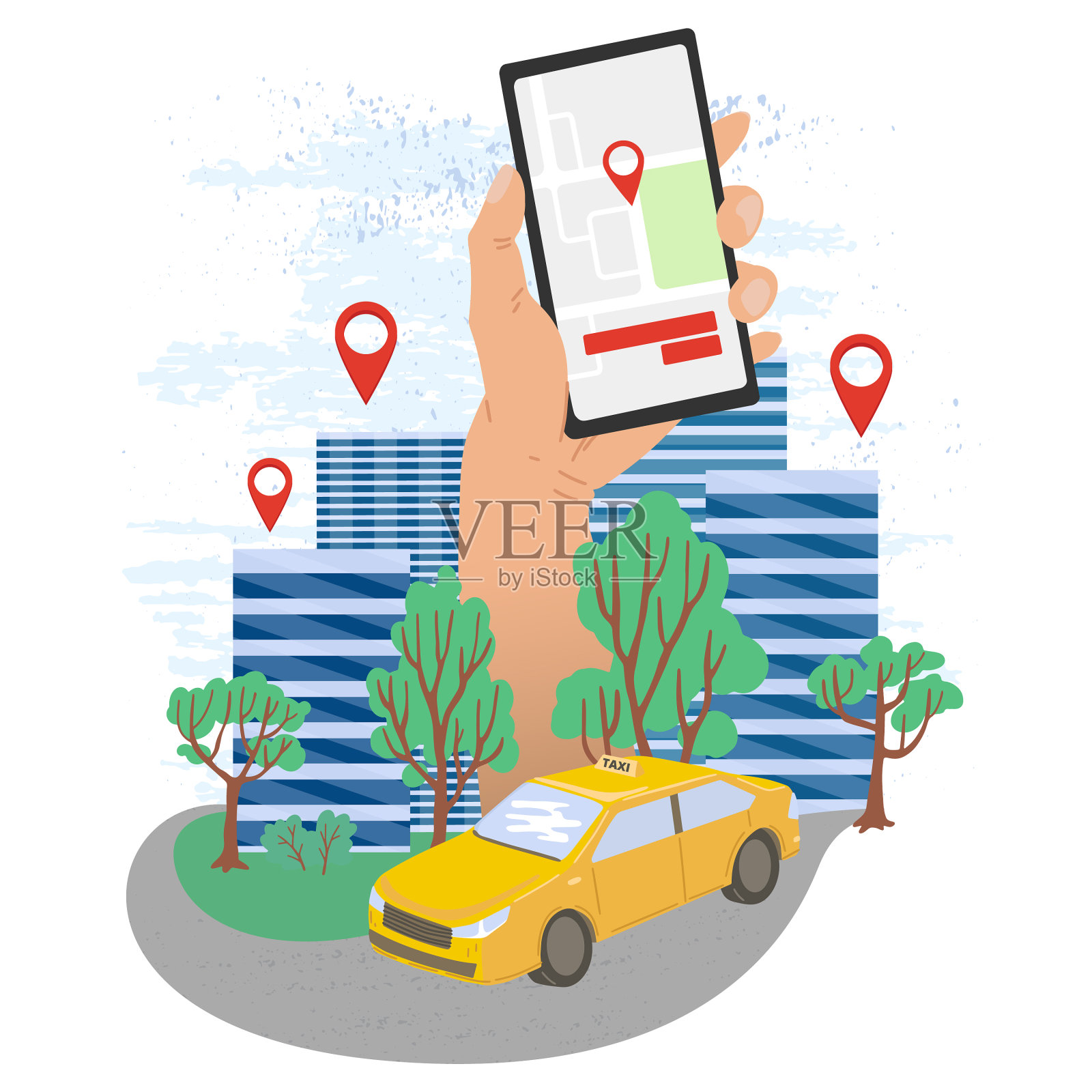 在线移动出租车预订服务设计元素图片