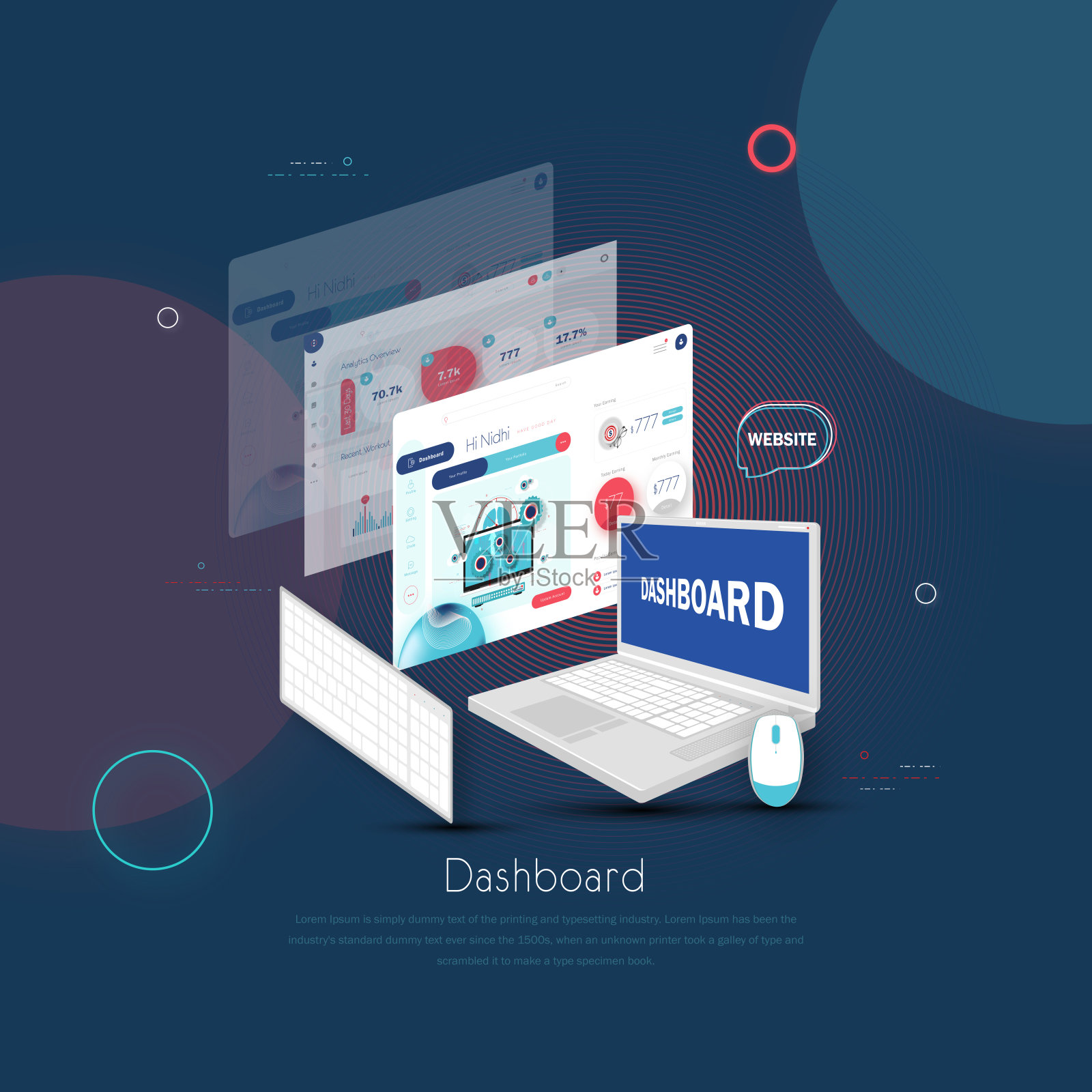 信息图表仪表板模板与平面设计图形和图表。插画图片素材