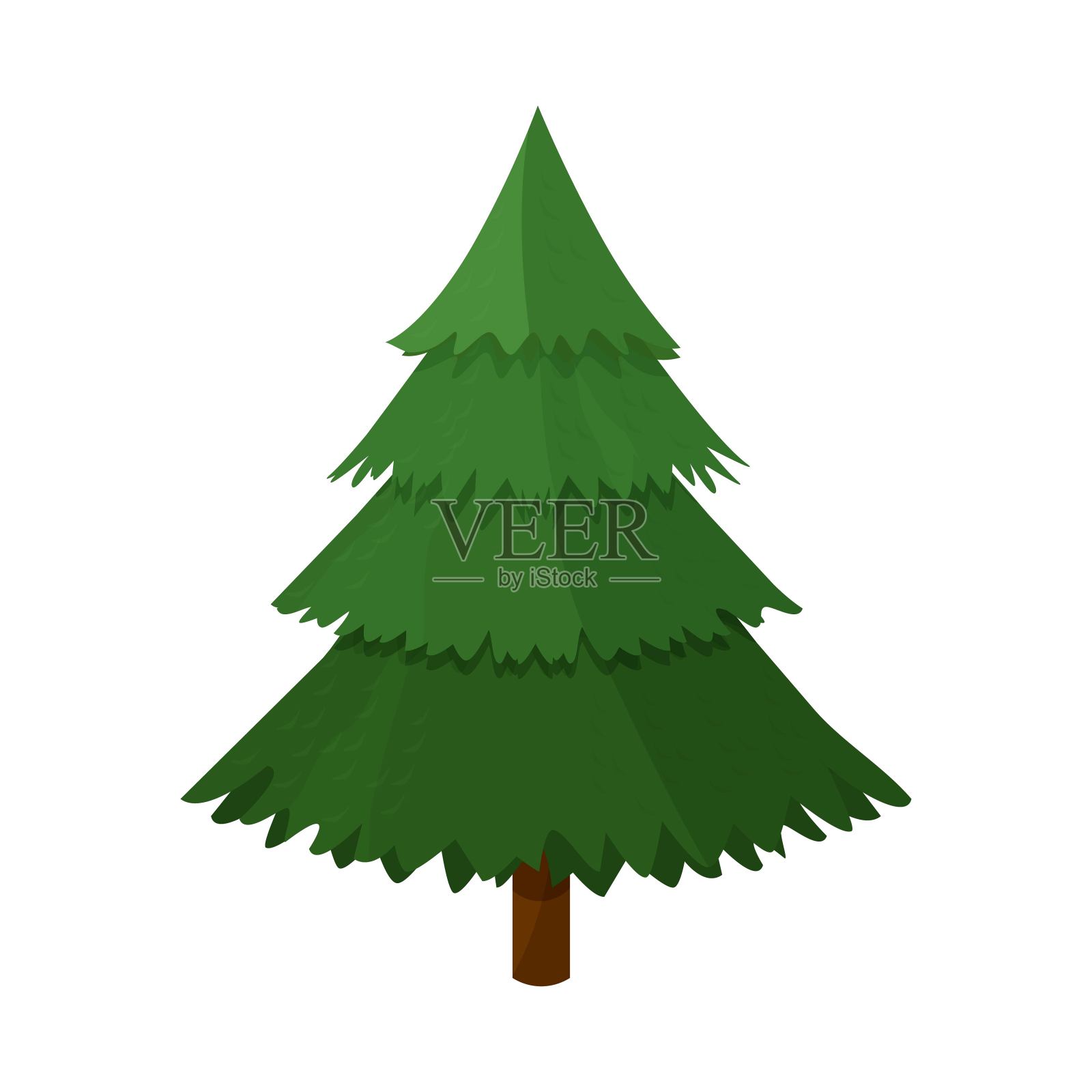 Furtree，卡通风格，明亮详细孤立在白色背景股票矢量插图。设计元素图片