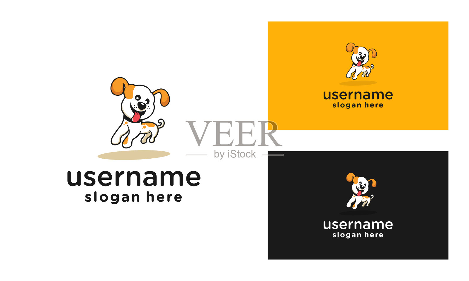 插图快乐的狗标志设计矢量模板插画图片素材