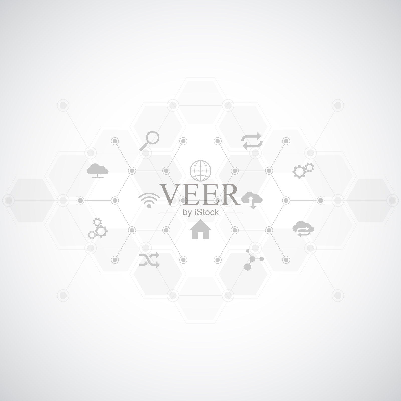 技术背景与平面图标和符号。物联网、通信、网络、创新技术、系统集成的概念和理念。矢量插图。插画图片素材