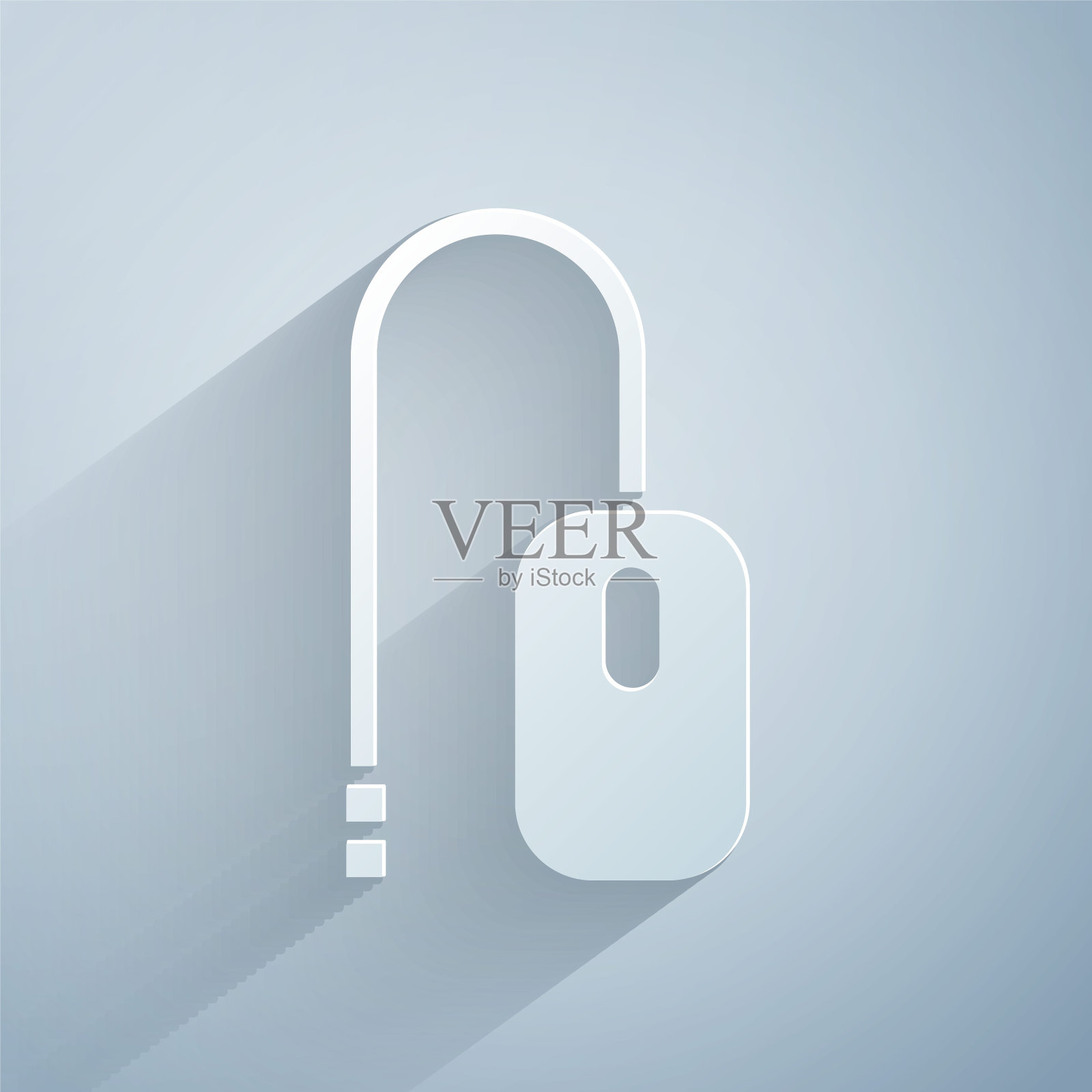 剪纸电脑鼠标图标孤立在灰色背景。光学与车轮符号。纸艺术风格。矢量图插画图片素材