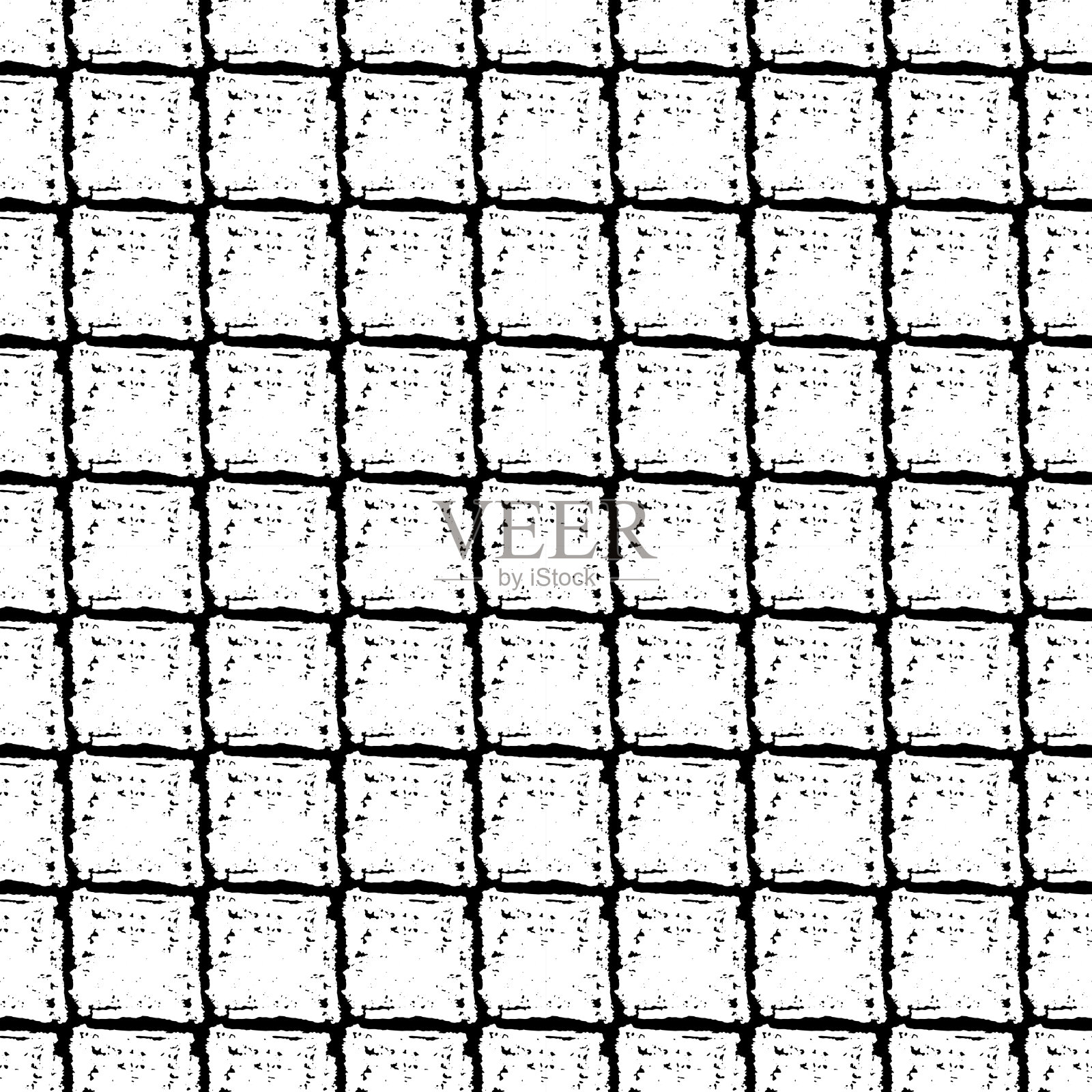 无缝图案黑白色方块粉笔格设计，抽象简单的斯堪的纳维亚风格背景grunge纹理。本季潮流。可用于礼品包装面料，壁纸。向量插画图片素材