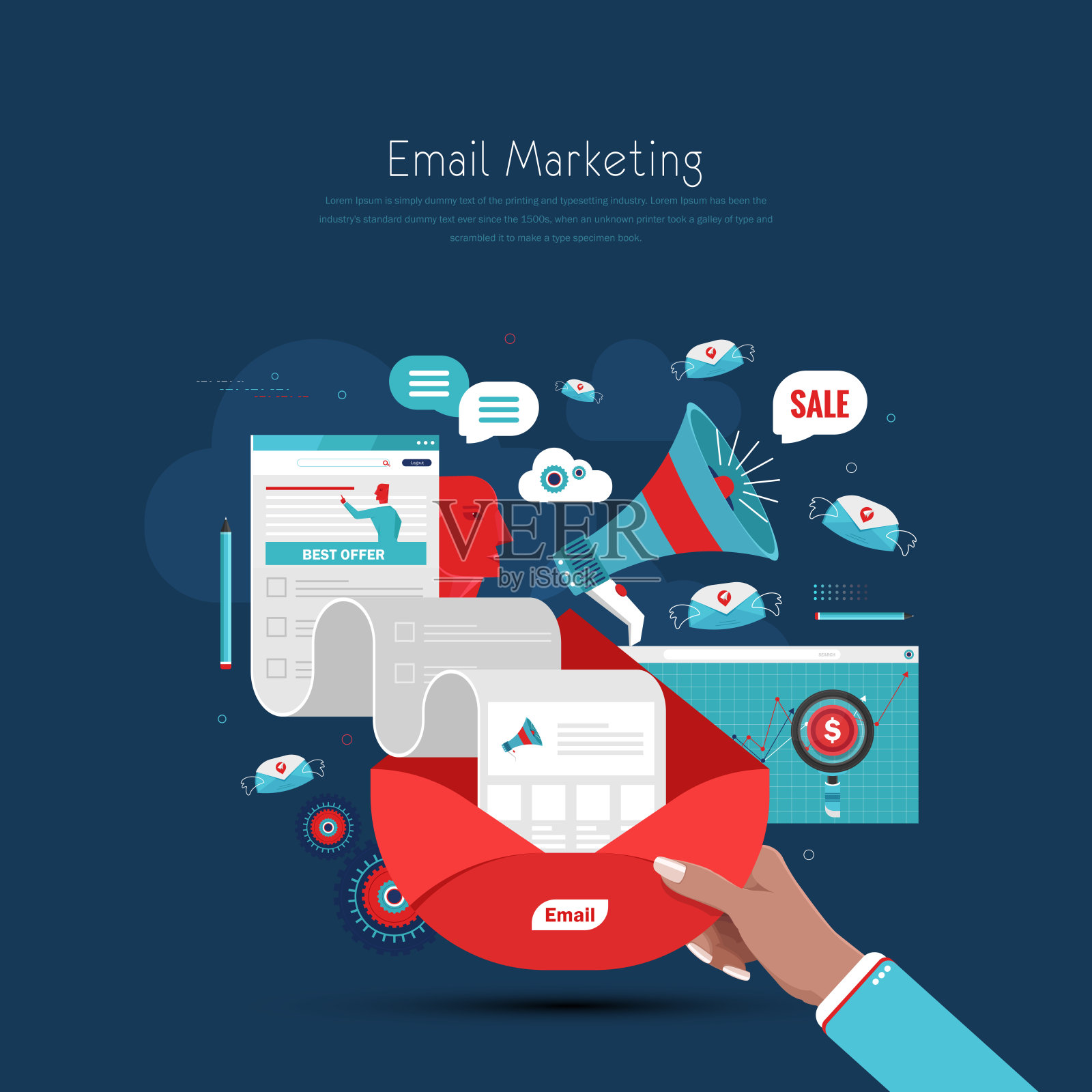 电子邮件营销模板股票插图插画图片素材