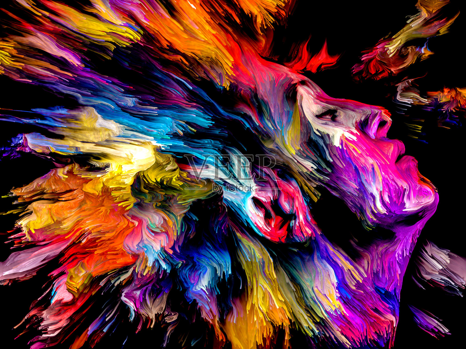 少女的抽象肖像插画图片素材