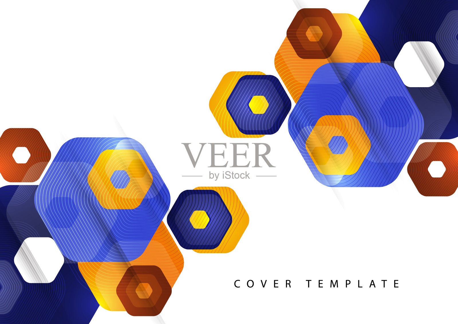 明亮的抽象背景圆形多色六边形。业务演示模板。现代的几何设计。向量插画图片素材