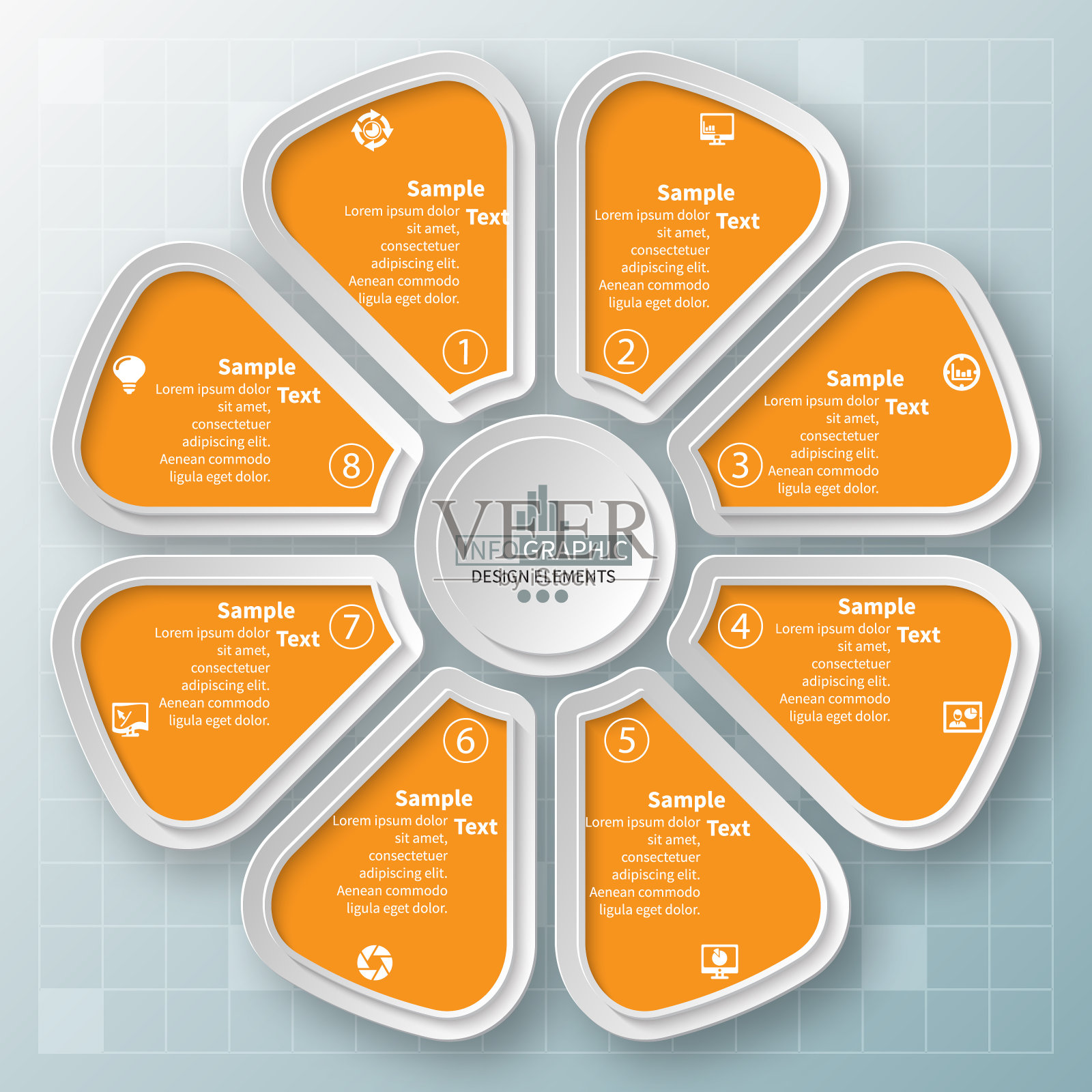 摘要三维纸张信息图。业务模板。矢量图插画图片素材