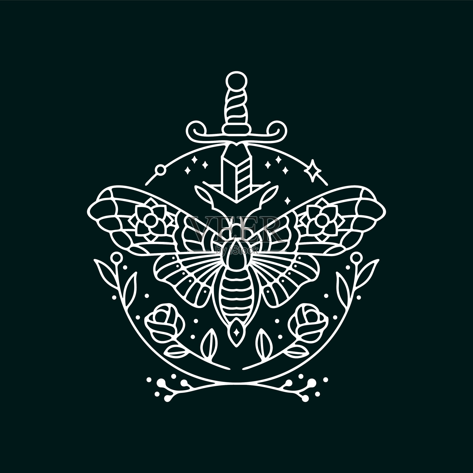 单线蝴蝶背景插画图片素材