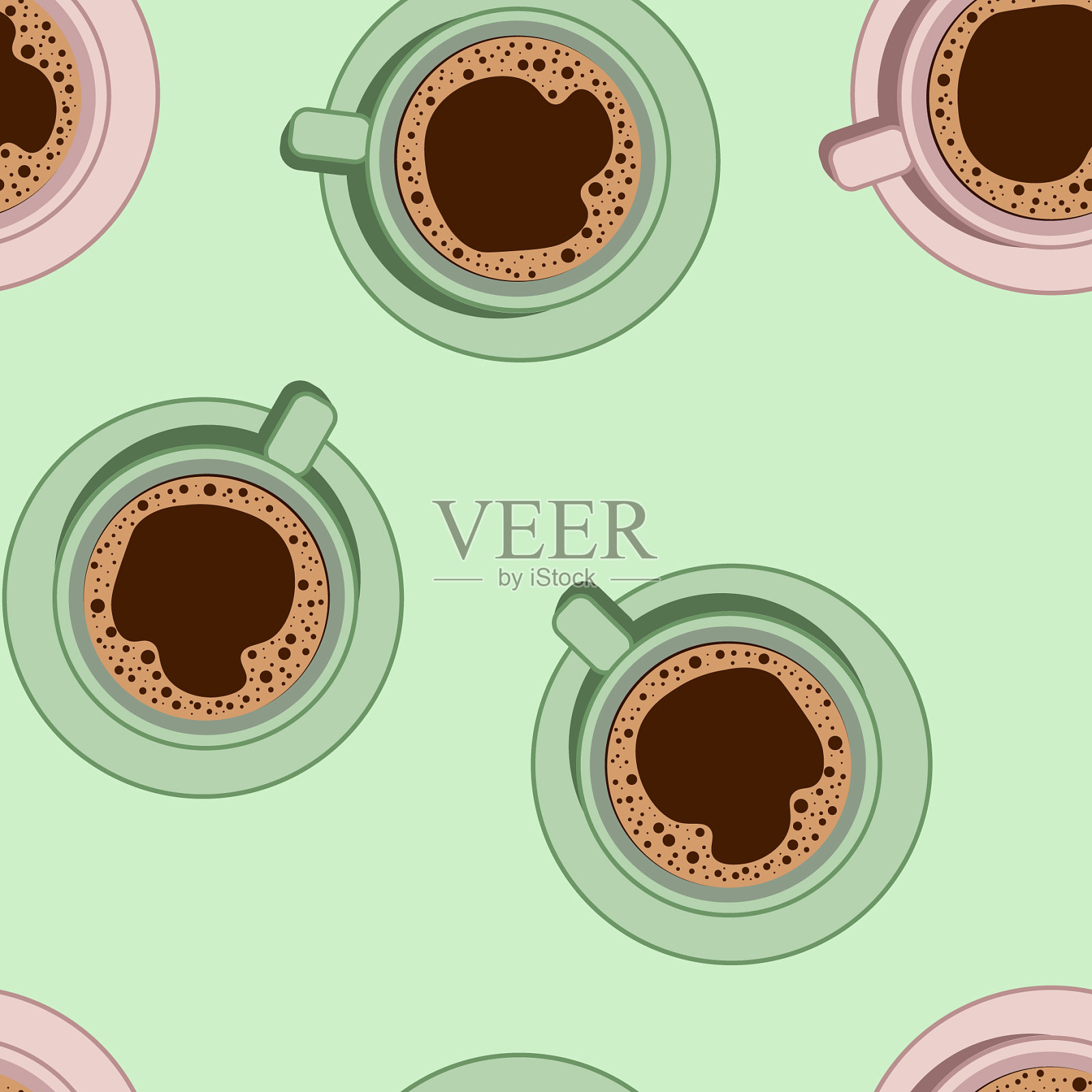 咖啡杯无缝图案还是早上的咖啡插画图片素材