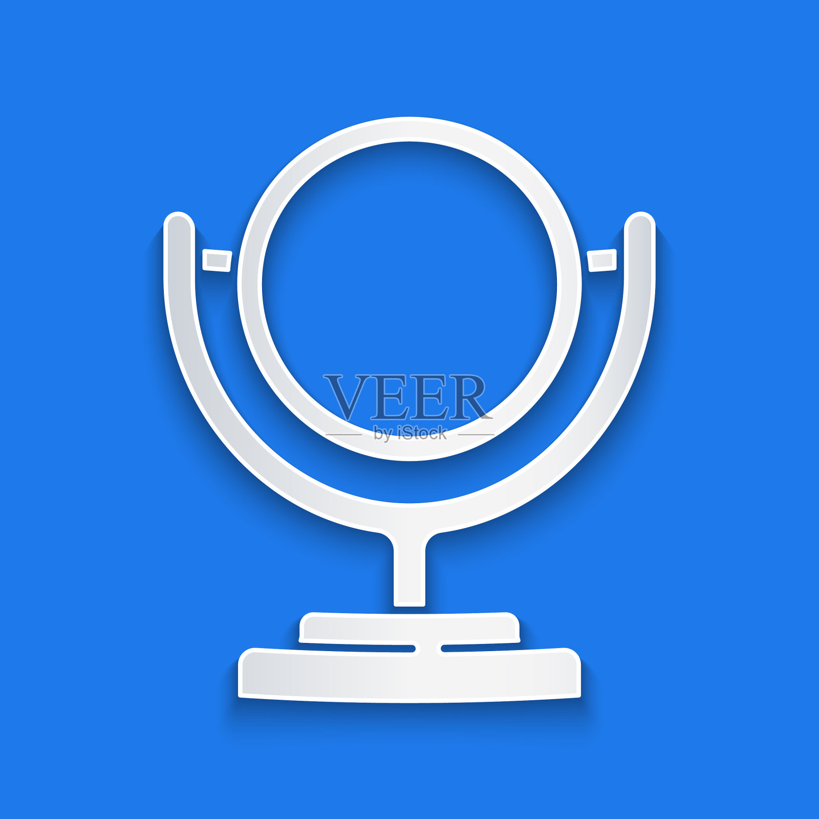 纸剪圆妆镜图标孤立上插画图片素材