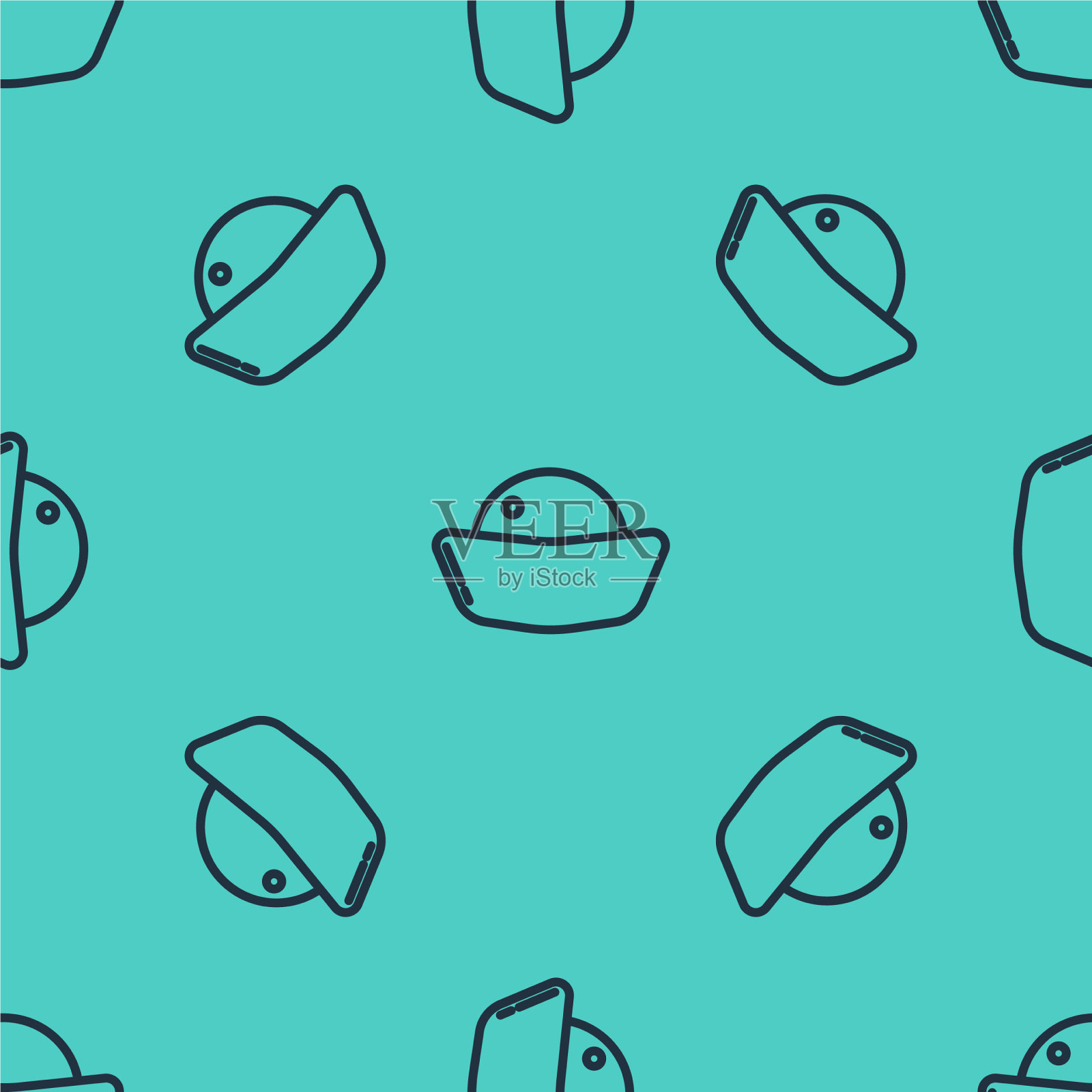 寿司图标上的黑线隔离无缝图案插画图片素材