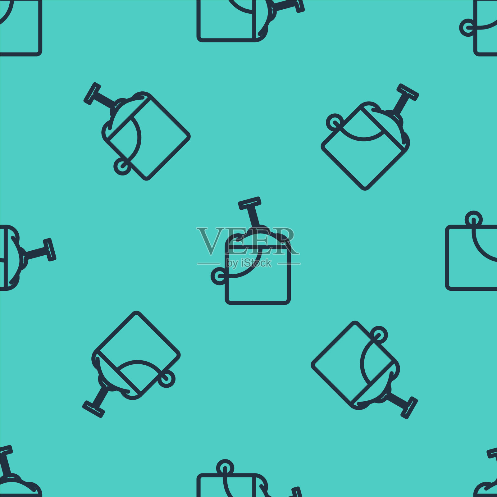 黑线沙桶与铲子图标插画图片素材