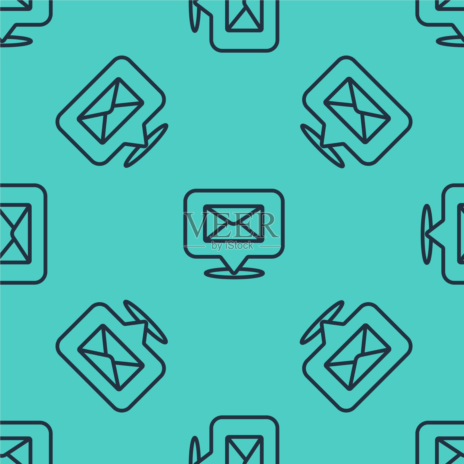 带有信封图标的黑线语音气泡插画图片素材