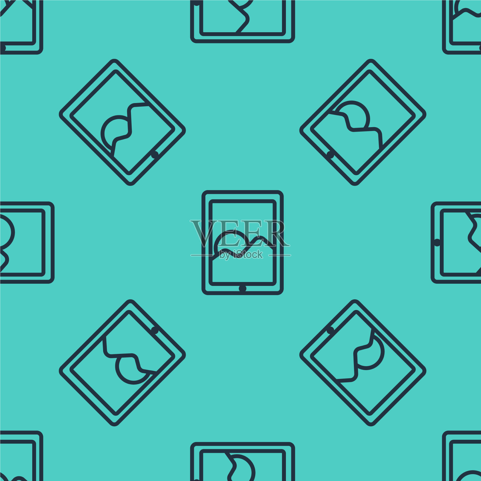 黑线图形平板电脑图标隔离无缝插画图片素材