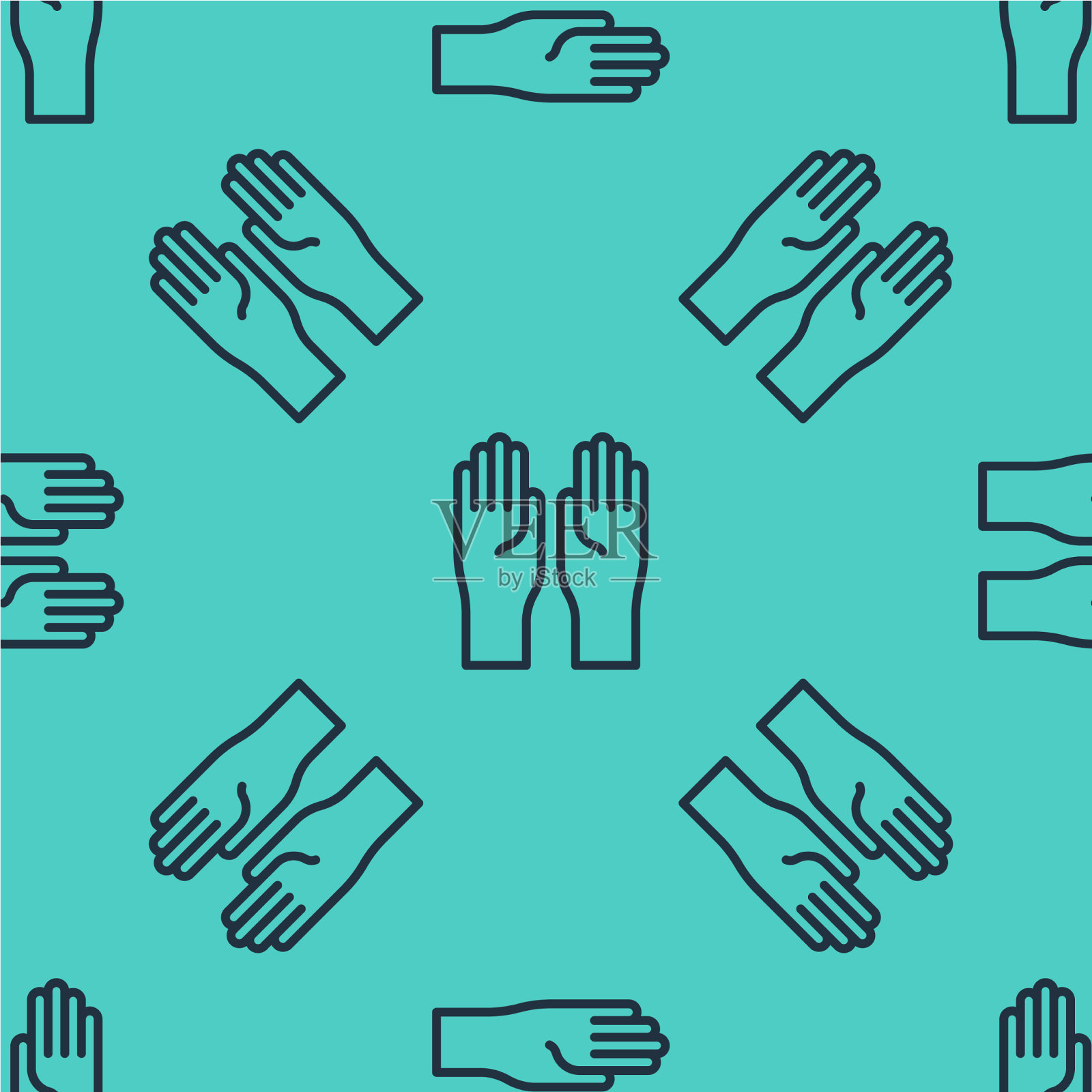 黑线橡胶手套图标隔离无缝插画图片素材