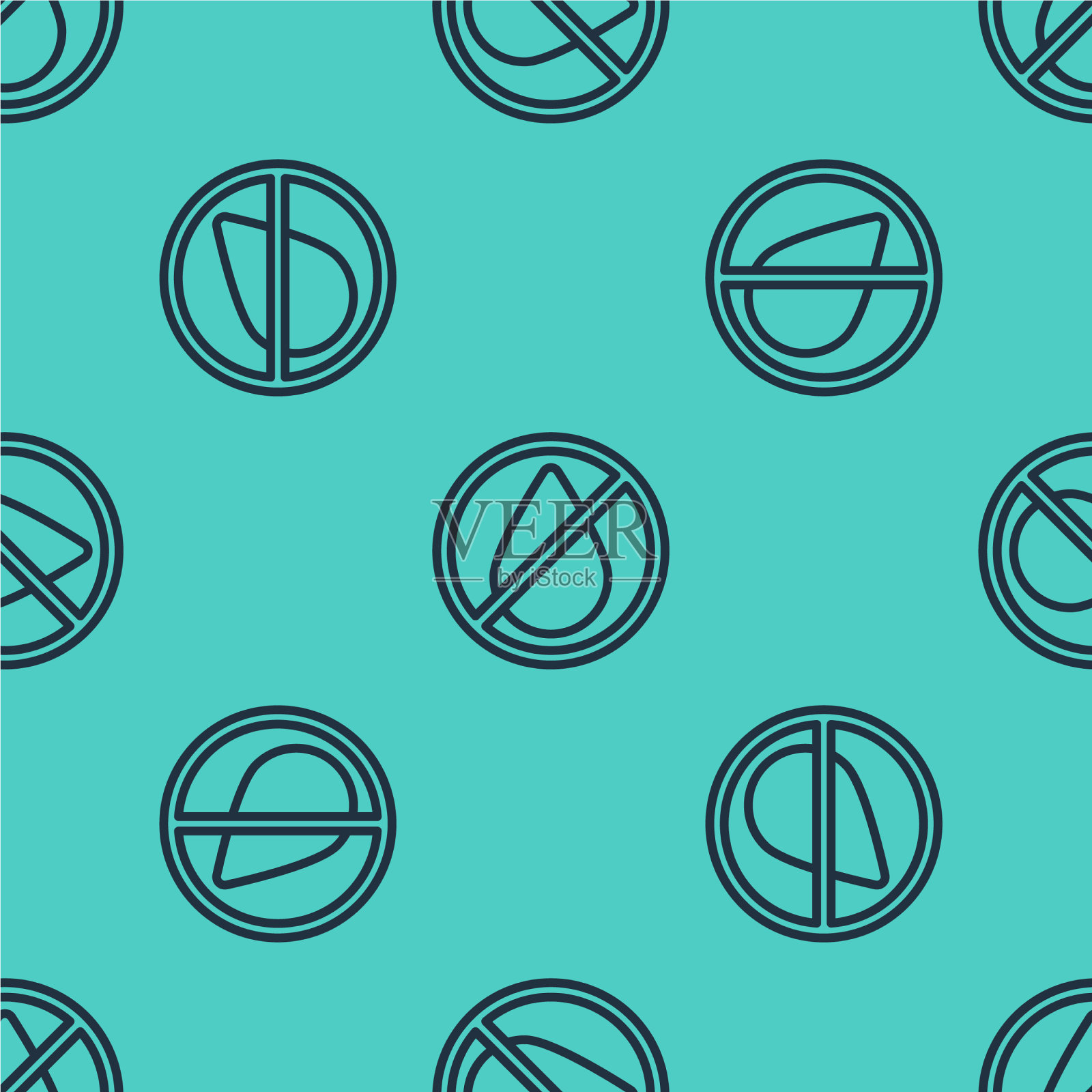 黑线水滴禁止图标隔离插画图片素材