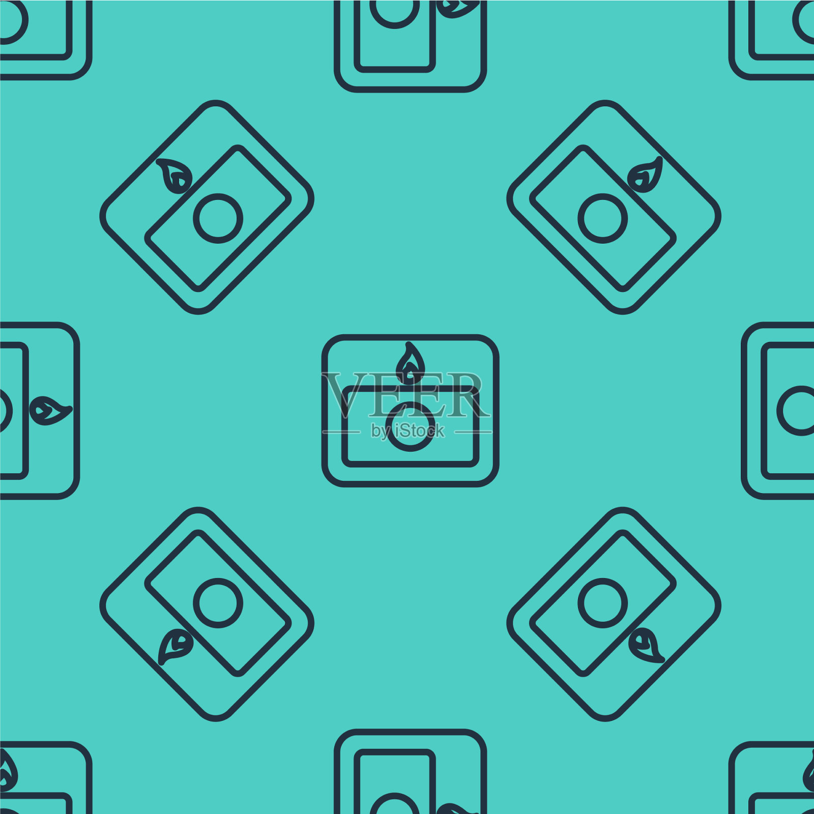 黑线火灾报警系统图标隔离插画图片素材