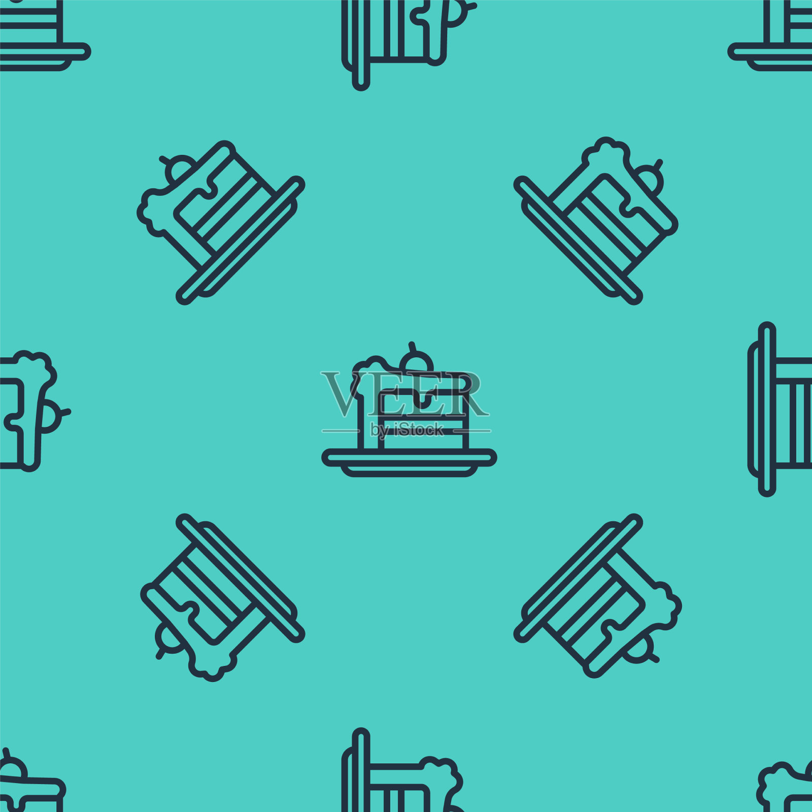 黑线蛋糕图标隔离无缝图案上插画图片素材