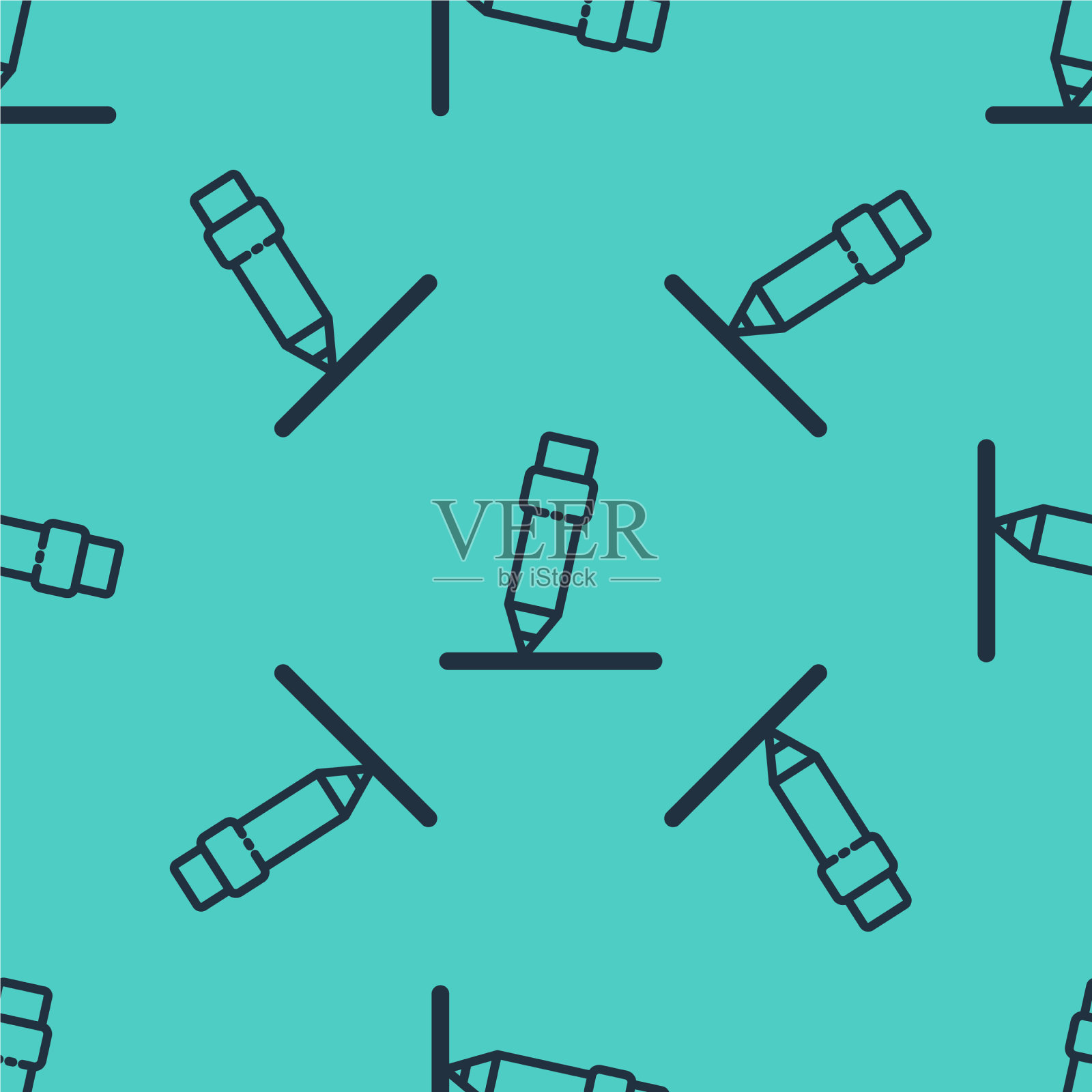 黑线铅笔与橡皮图标隔离插画图片素材