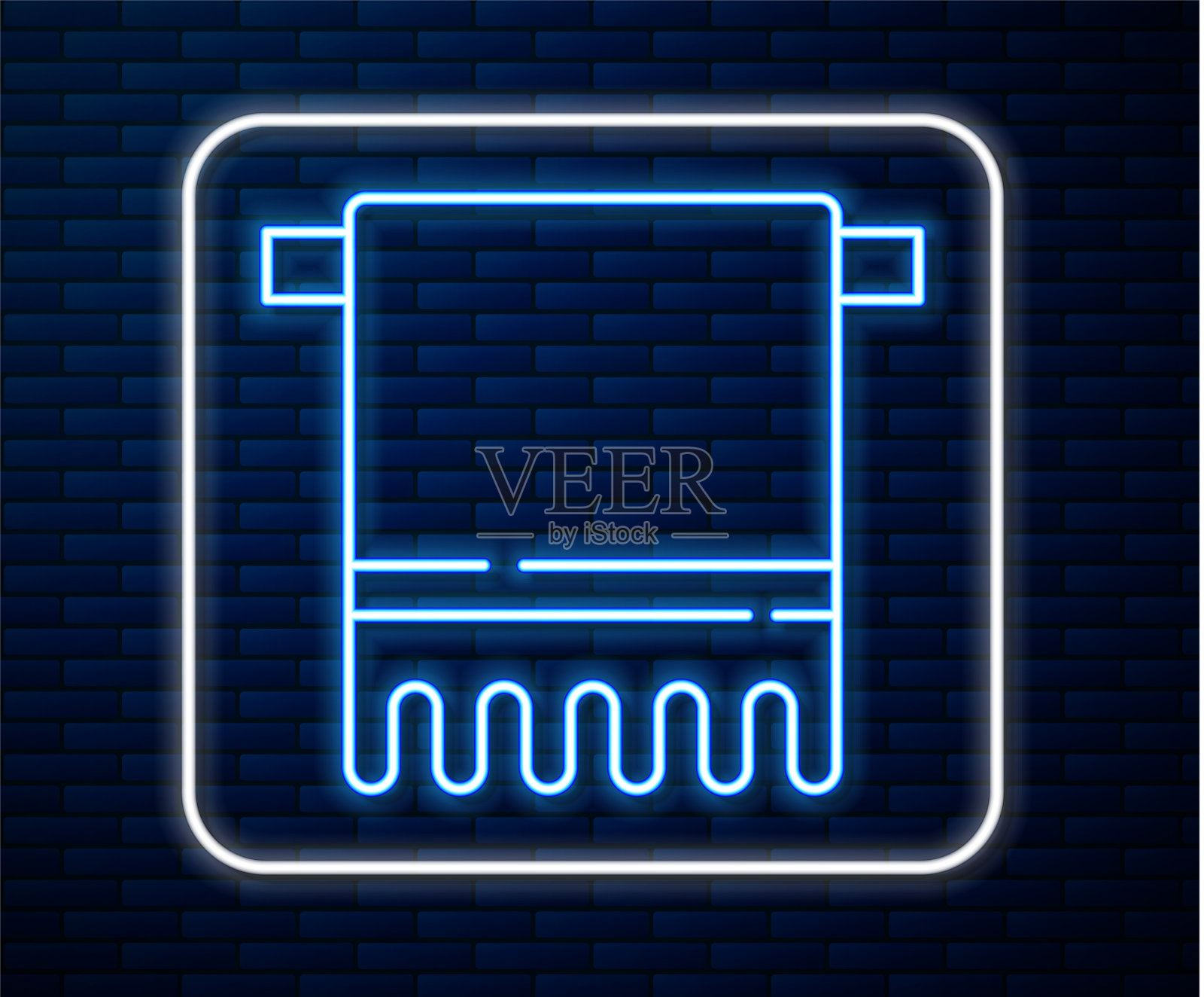 发光的霓虹线毛巾在衣架图标孤立插画图片素材