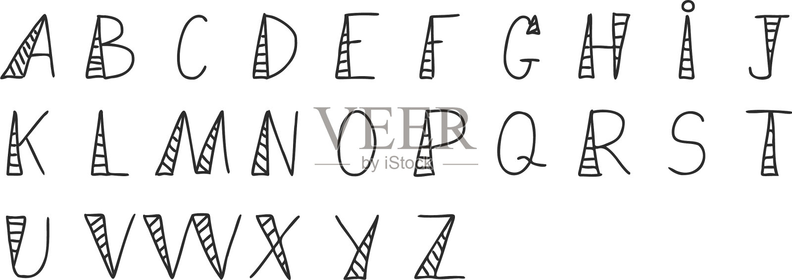 黑色手绘英文字母设计元素图片