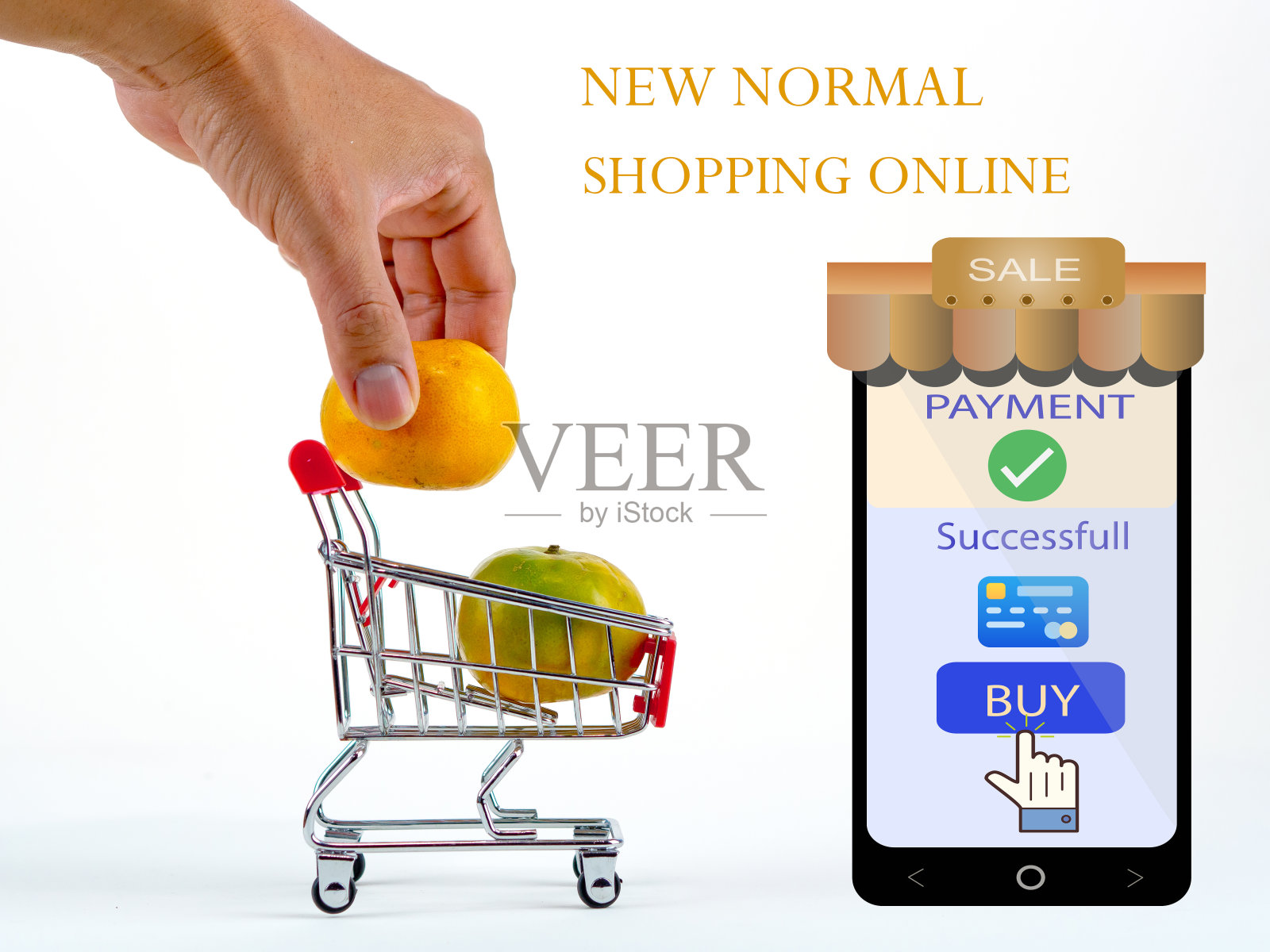 新常态的网上购物理念理念为水果购物照片摄影图片