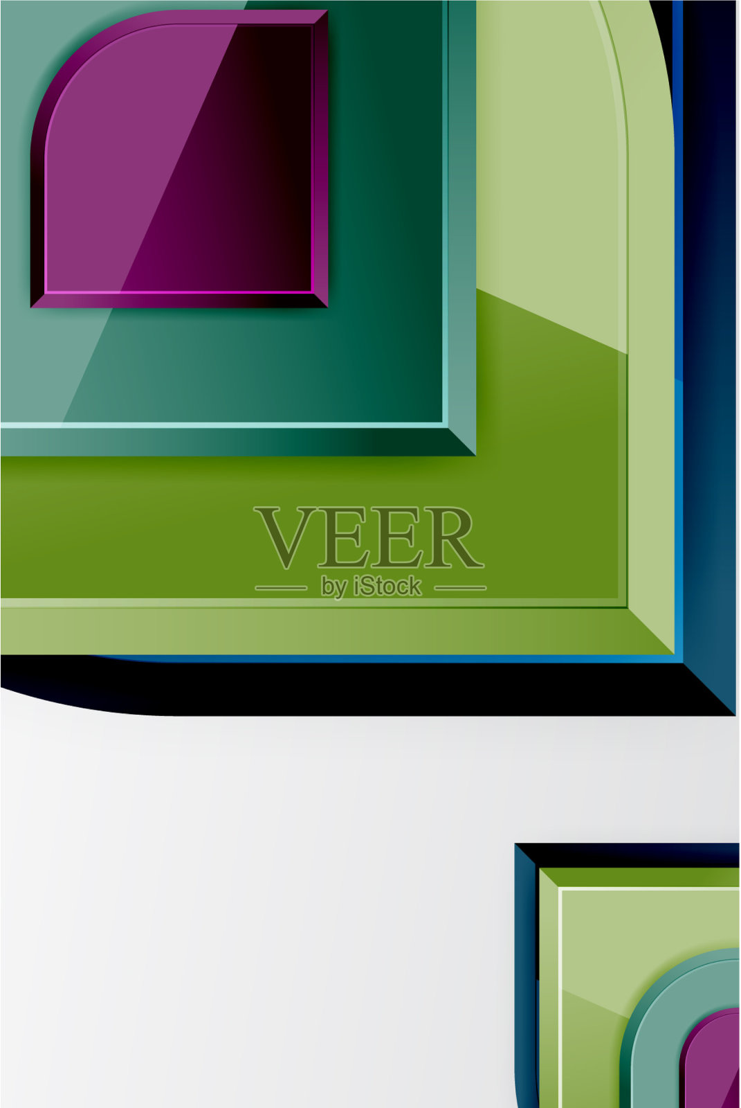 光滑的玻璃方块与圆形元素几何插画图片素材