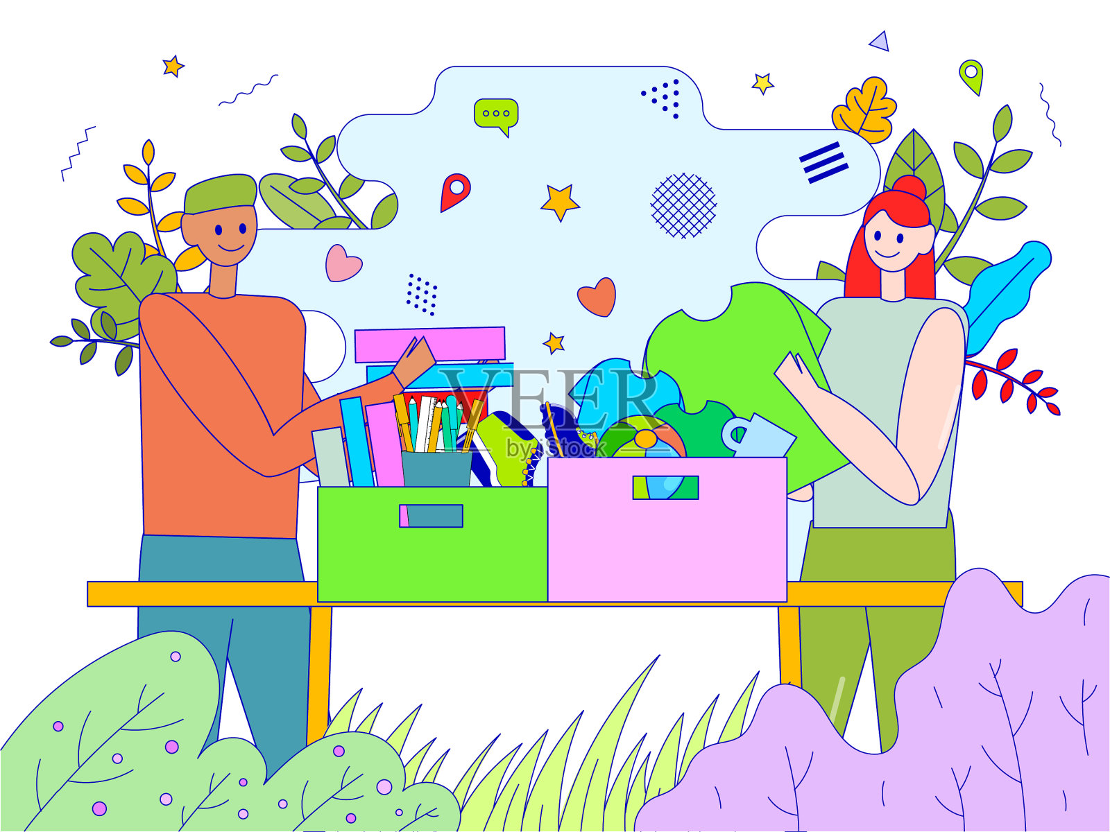 慈善捐赠箱人物卡通人物插画图片素材