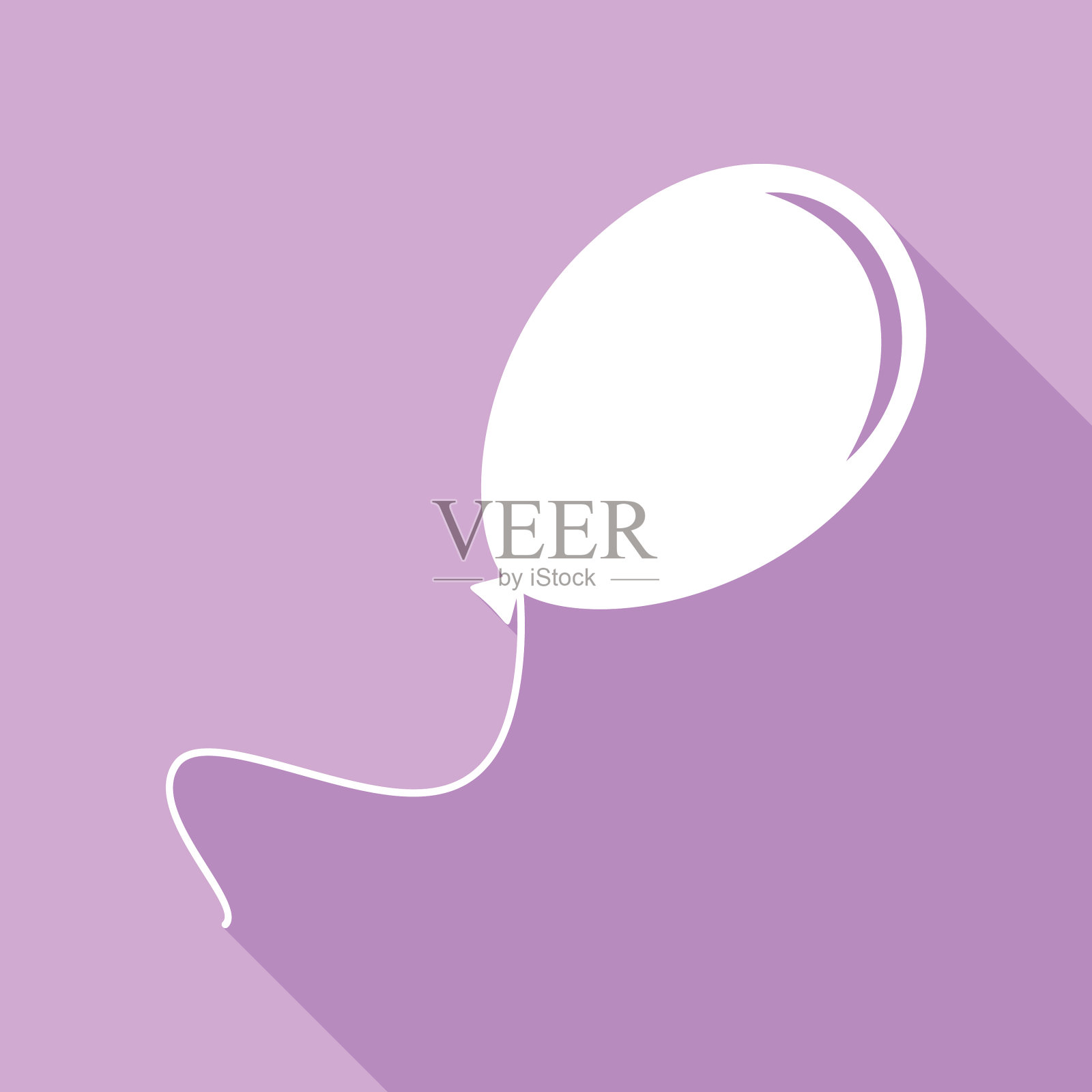 气球标志白色图标与长影子在插画图片素材