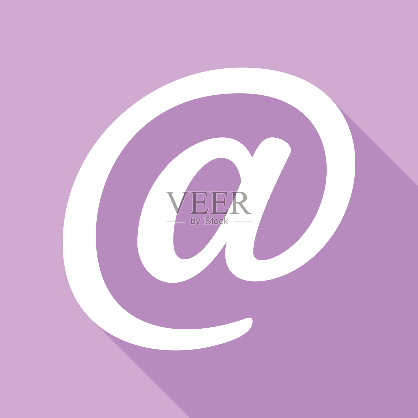 邮件标志白色图标与长影子在紫色图标素材