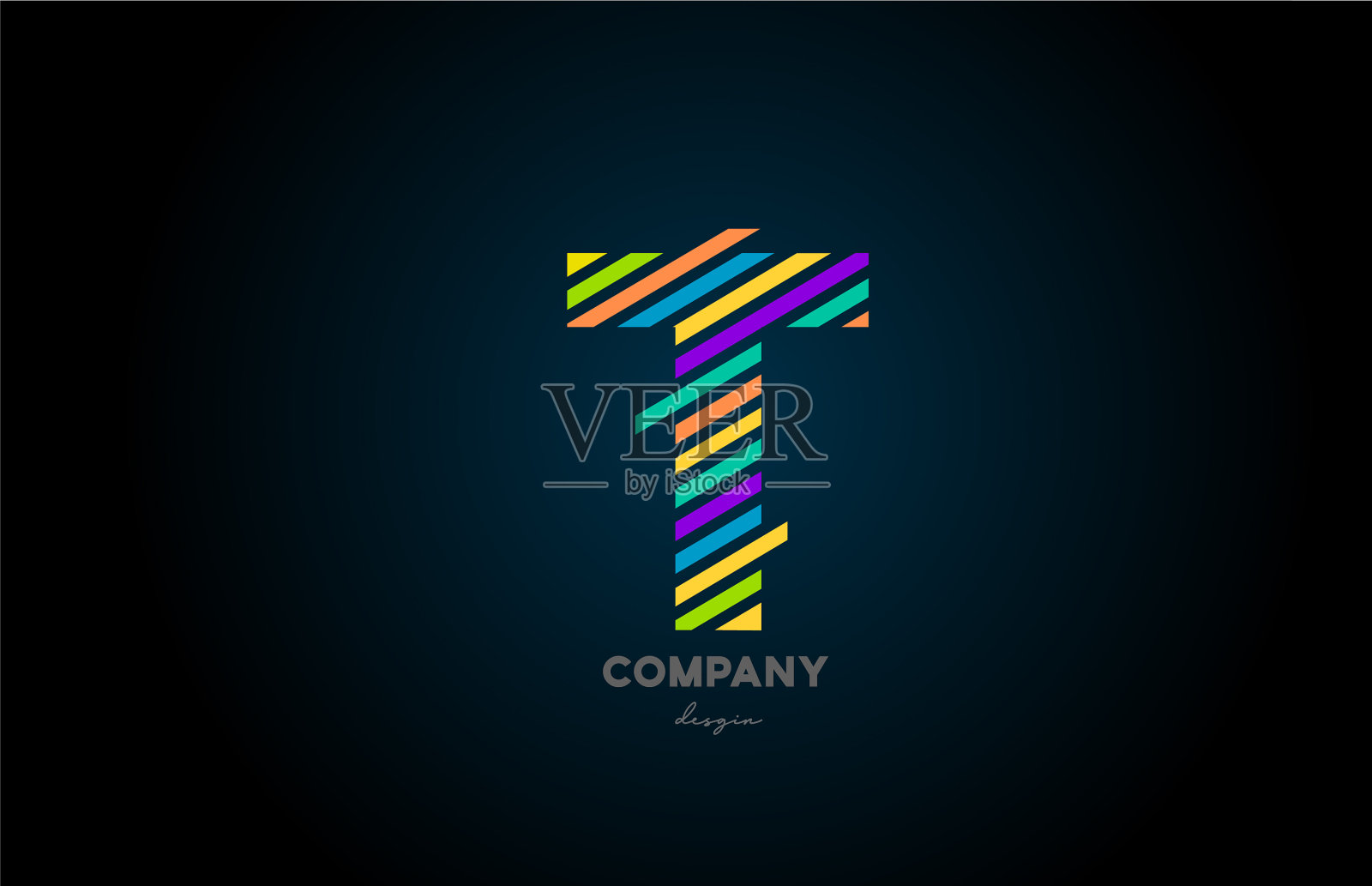 彩色字母logo t为字母图标设计插画图片素材