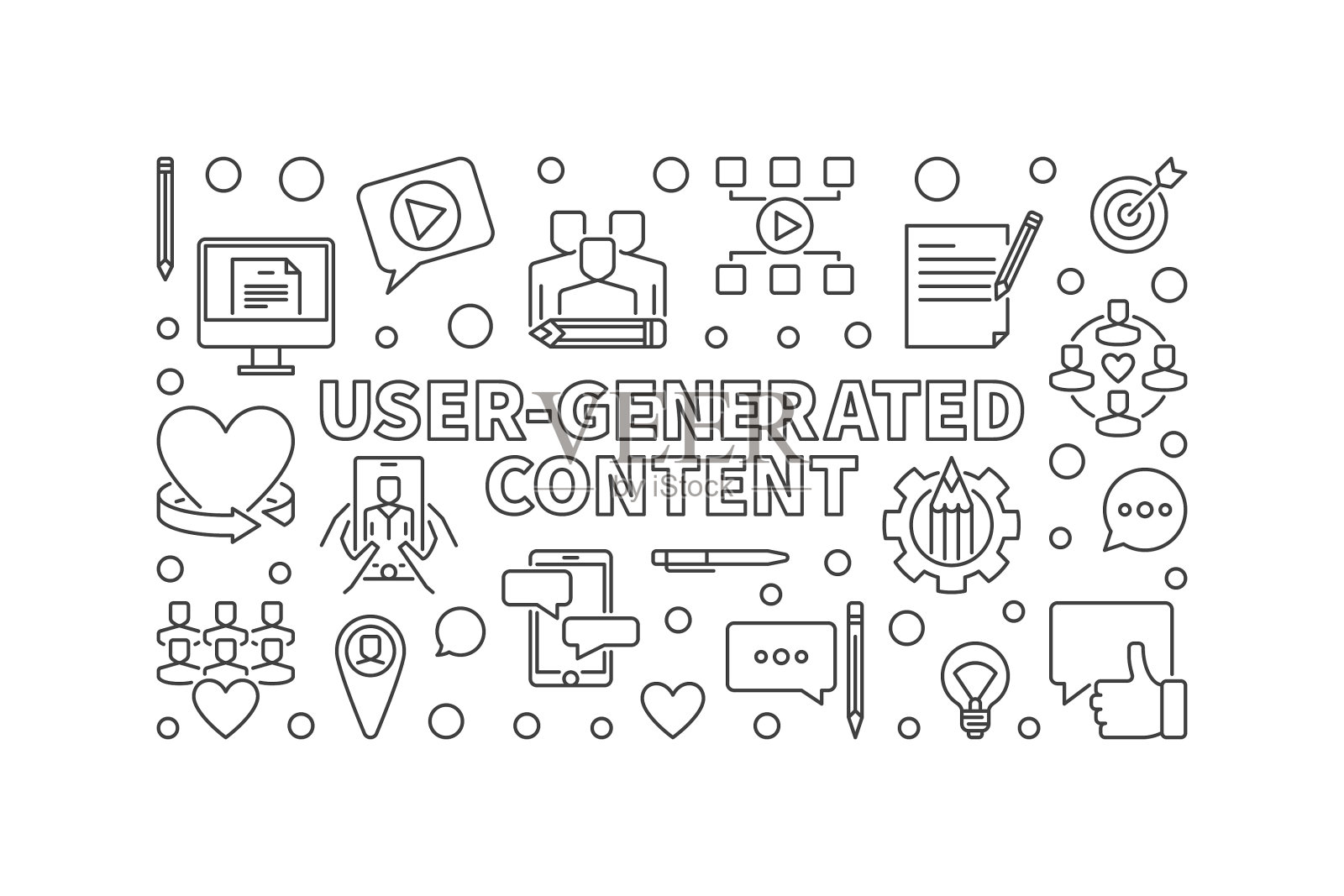 用户生成内容线性横幅ugc插画图片素材