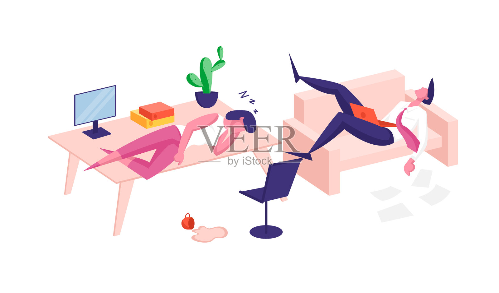 疲惫或劳累过度的商业人物睡得更沉设计元素图片