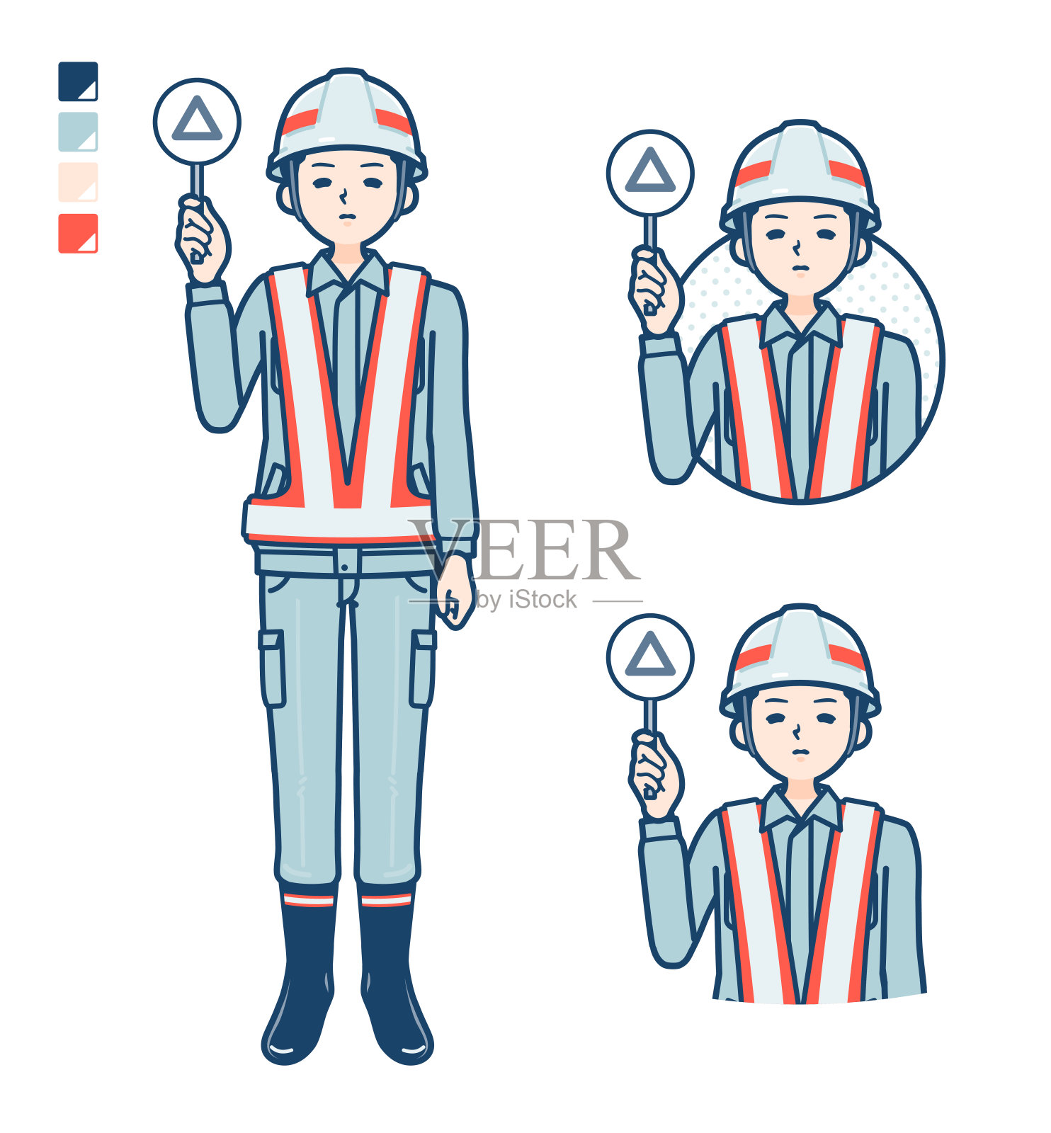 简单反光背心男子_三角形面板插画图片素材