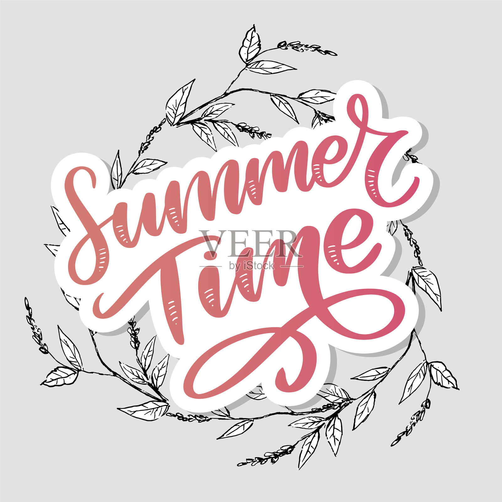 绿色的夏季信花在现代风格插画图片素材