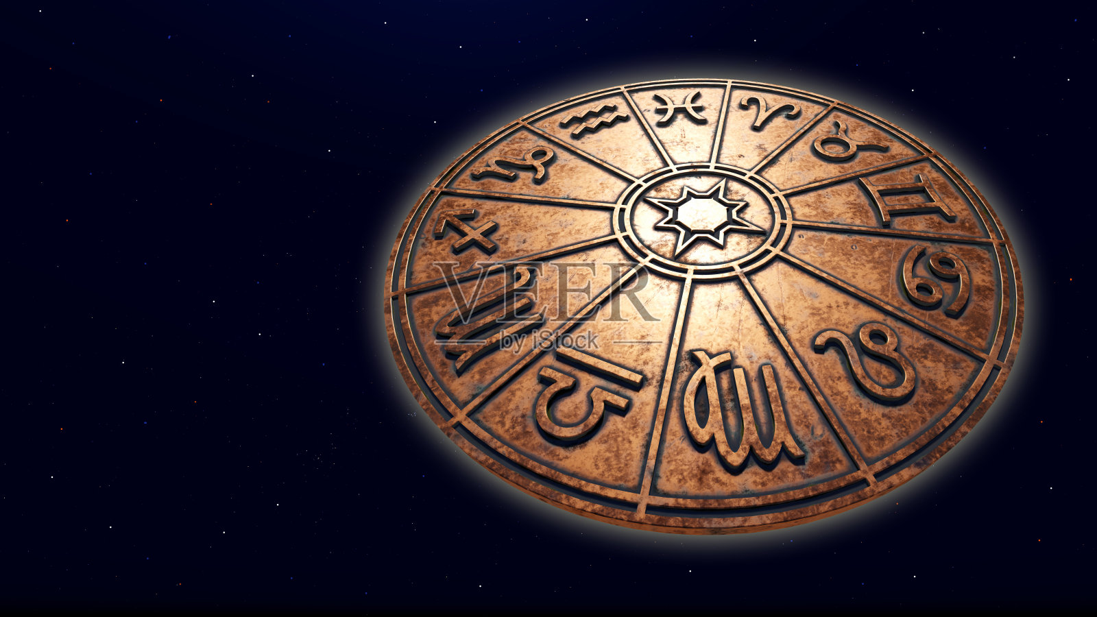 黄道十二宫内铜质占星圈照片摄影图片