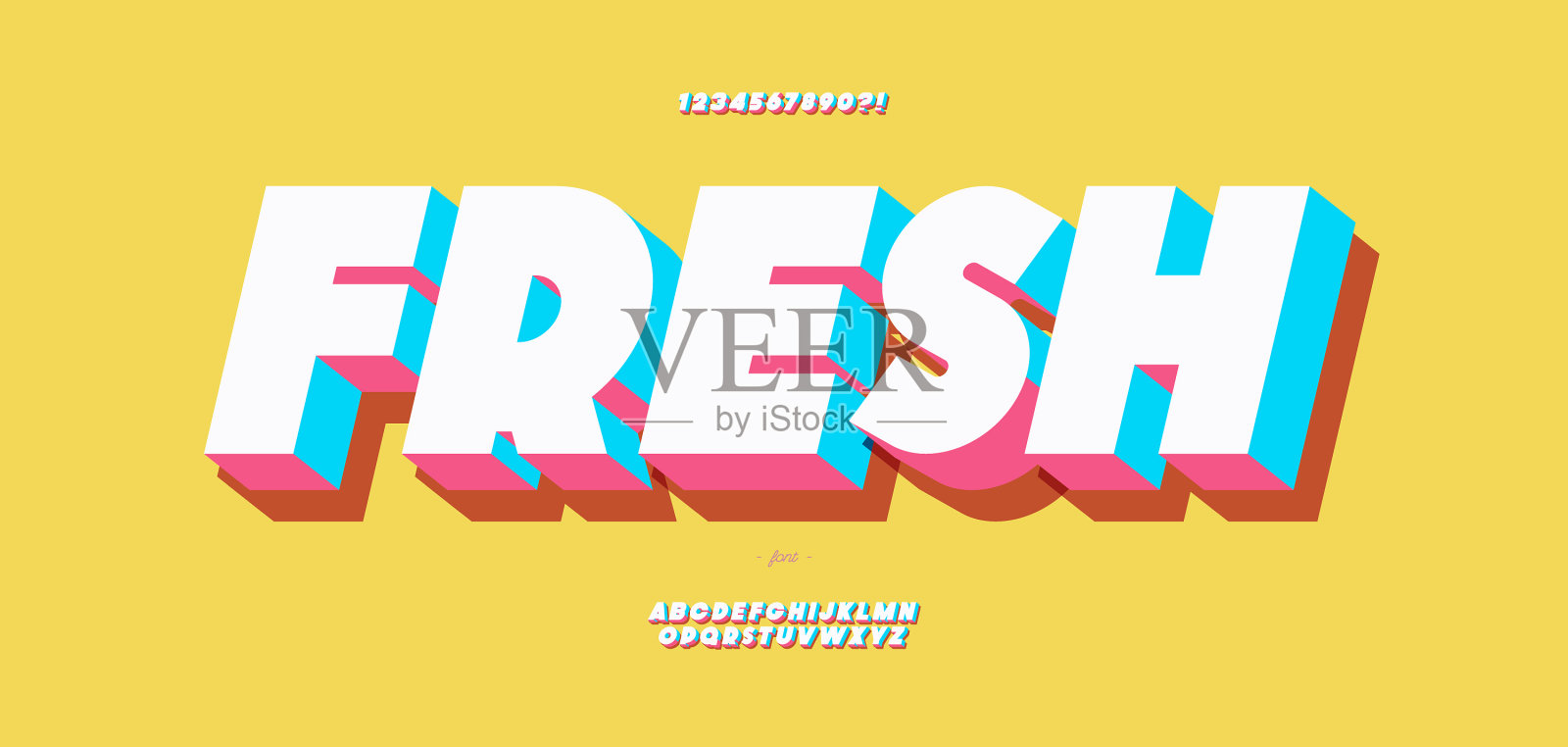 清新的字母3d大胆的色彩风格插画图片素材